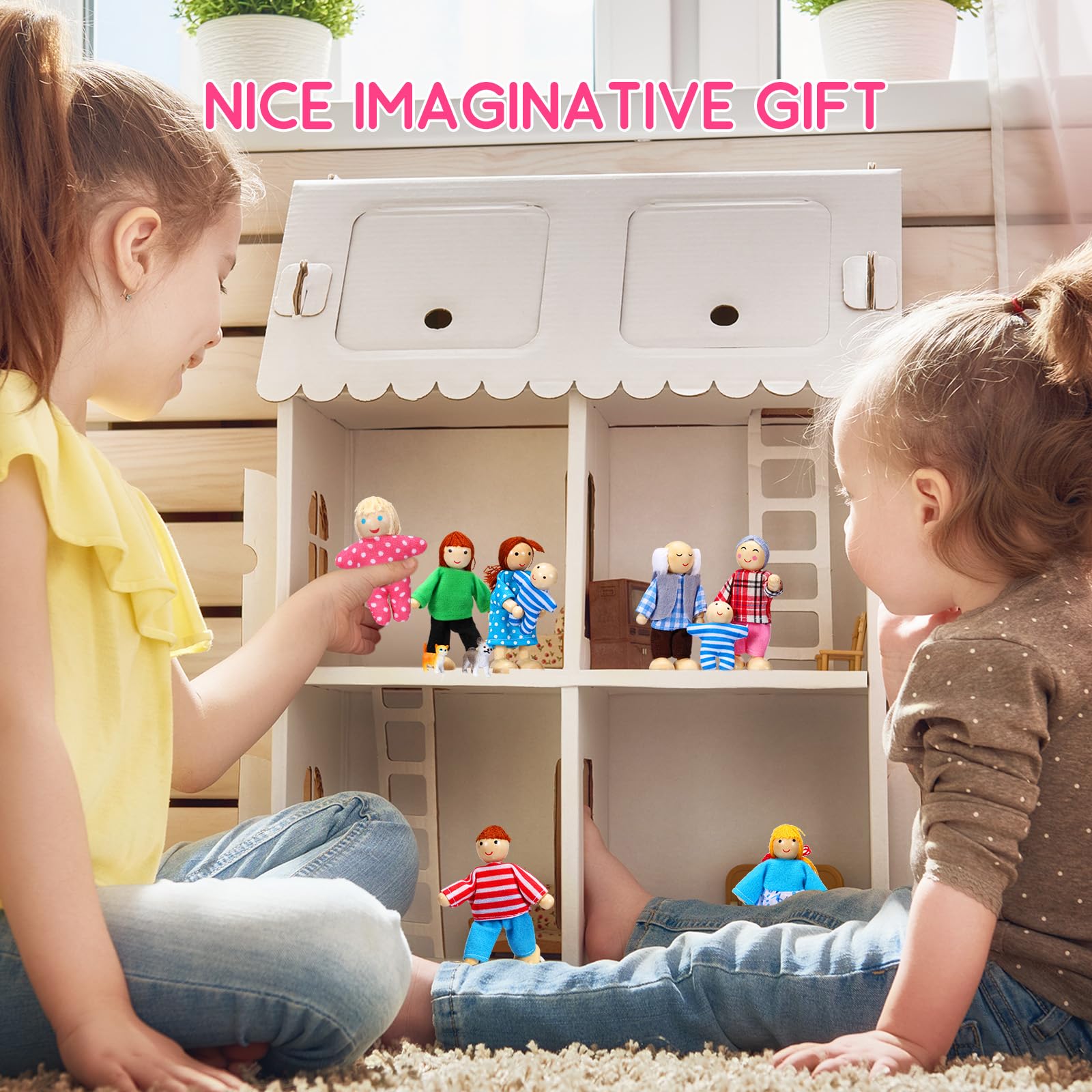 Foto 6 | Juego De Casas De Muñecas De Madera Skylety Pretty Style Con 10 Figuras - Venta Internacional.
