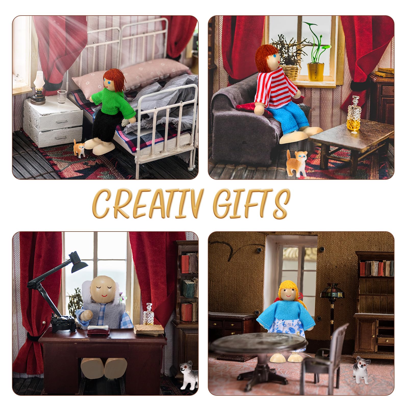 Foto 7 | Juego De Casas De Muñecas De Madera Skylety Pretty Style Con 10 Figuras - Venta Internacional.