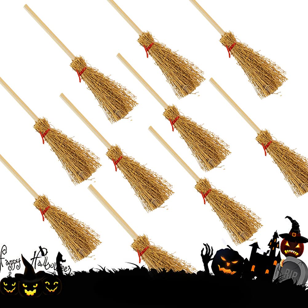 Foto 1 | Escobas De Paja Artesanales En Miniatura, 30 Unidades, Para Decoración De Fiestas De Halloween - Venta Internacional.
