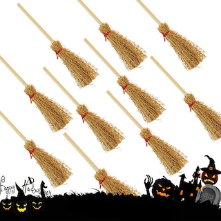 Foto 1 | Escobas De Paja Artesanales En Miniatura, 30 Unidades, Para Decoración De Fiestas De Halloween - Venta Internacional.