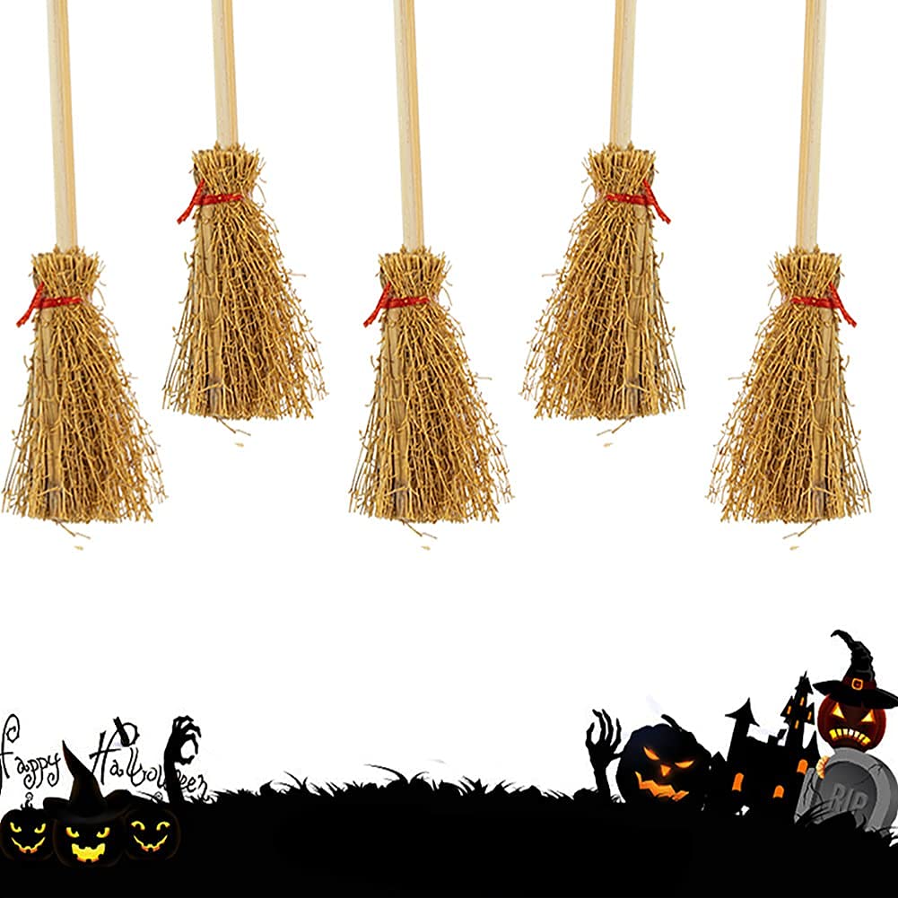 Foto 3 | Escobas De Paja Artesanales En Miniatura, 30 Unidades, Para Decoración De Fiestas De Halloween - Venta Internacional.