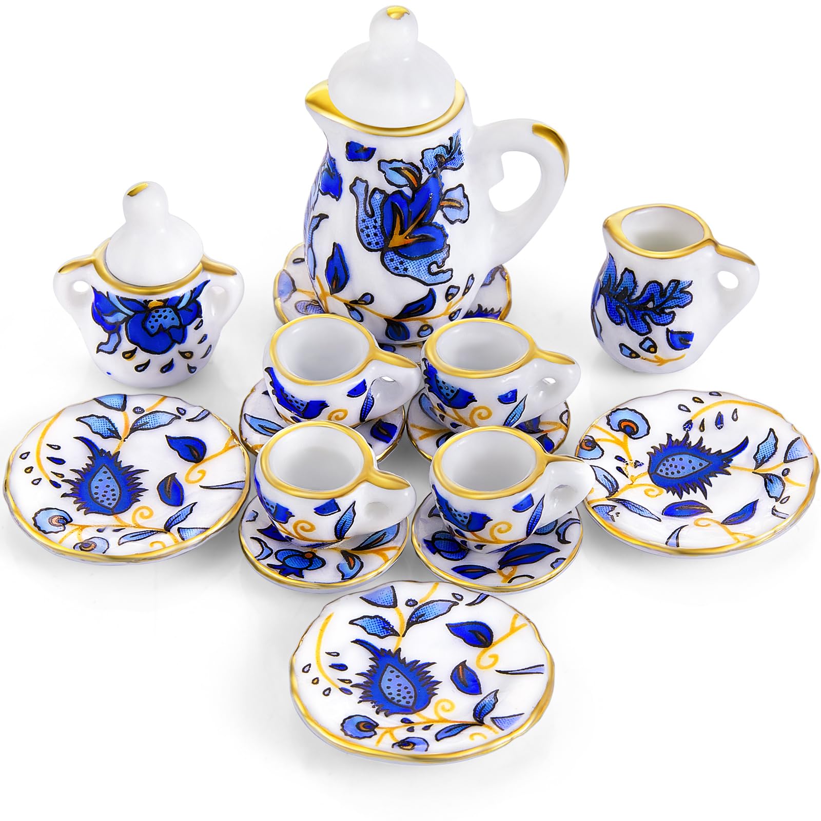 Foto 2 pulgar | Juego De Tazas De Té De Porcelana En Miniatura Sumind, 15 Piezas, Retro Flowe - Venta Internacional.