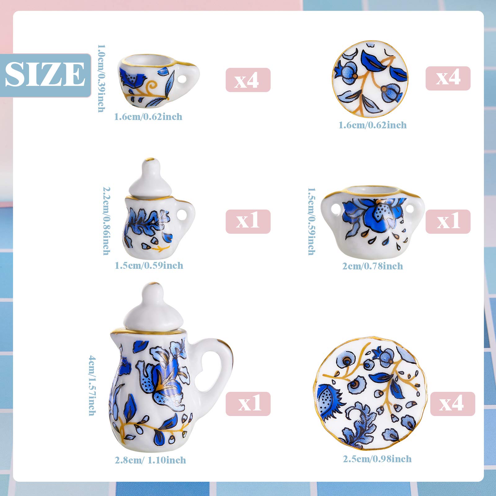 Foto 3 pulgar | Juego De Tazas De Té De Porcelana En Miniatura Sumind, 15 Piezas, Retro Flowe - Venta Internacional.