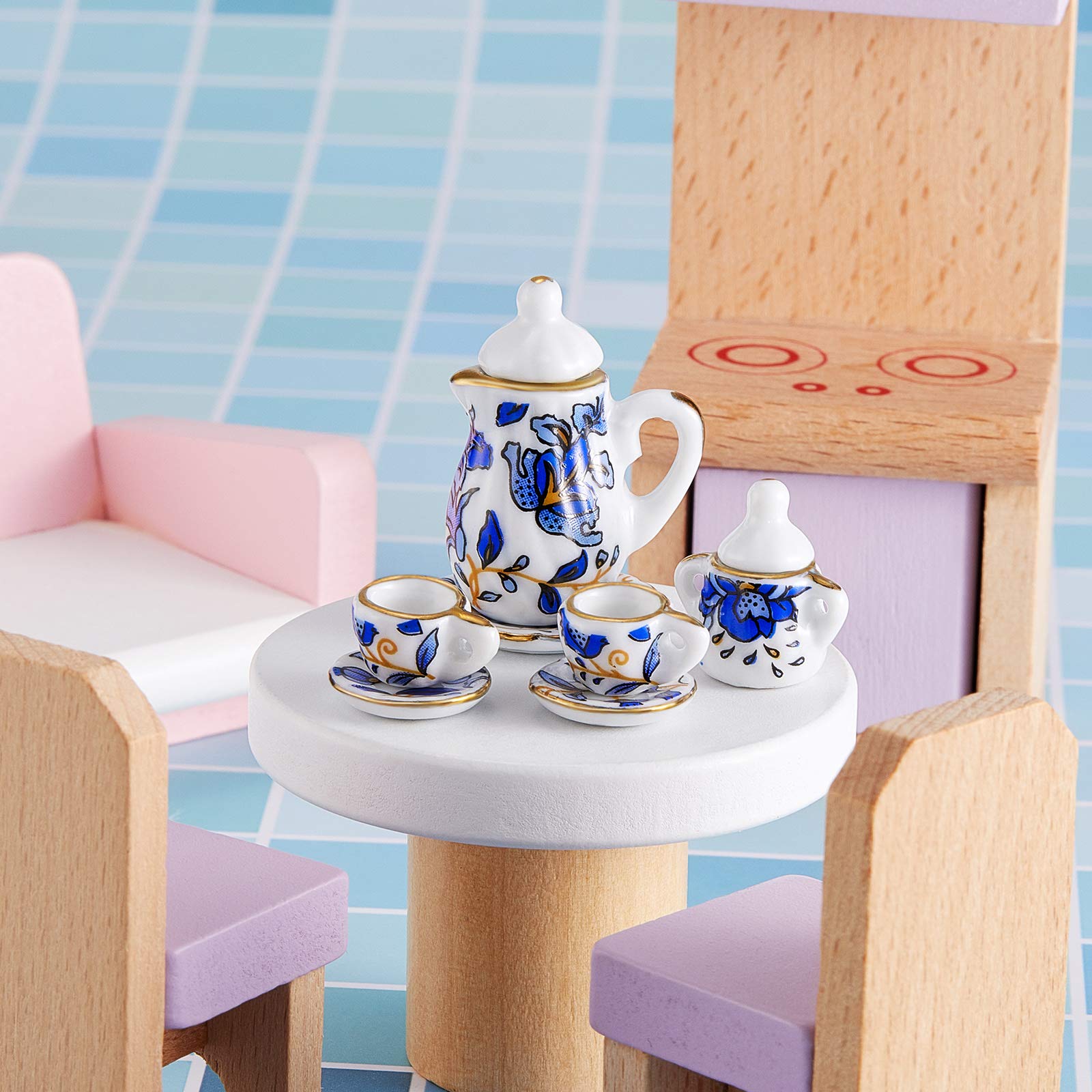 Foto 6 pulgar | Juego De Tazas De Té De Porcelana En Miniatura Sumind, 15 Piezas, Retro Flowe - Venta Internacional.