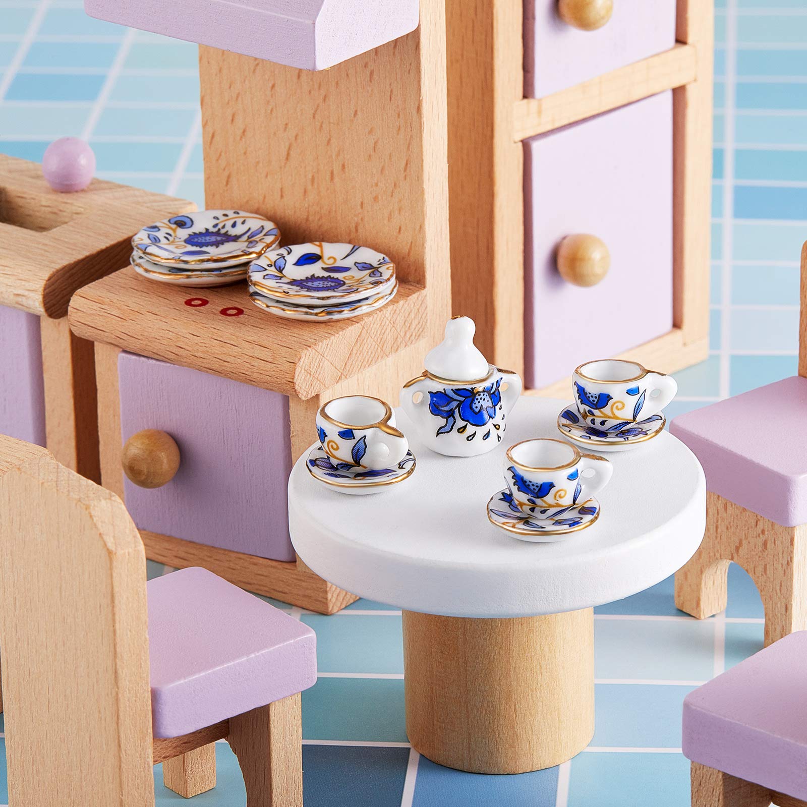 Foto 7 pulgar | Juego De Tazas De Té De Porcelana En Miniatura Sumind, 15 Piezas, Retro Flowe - Venta Internacional.
