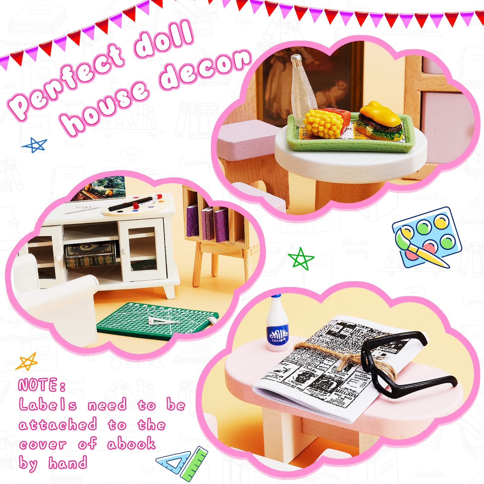 Foto 3 | Minijuego De Útiles Escolares Zhanmai, 17 Unidades, Para Muñecas Con Comida - Venta Internacional.