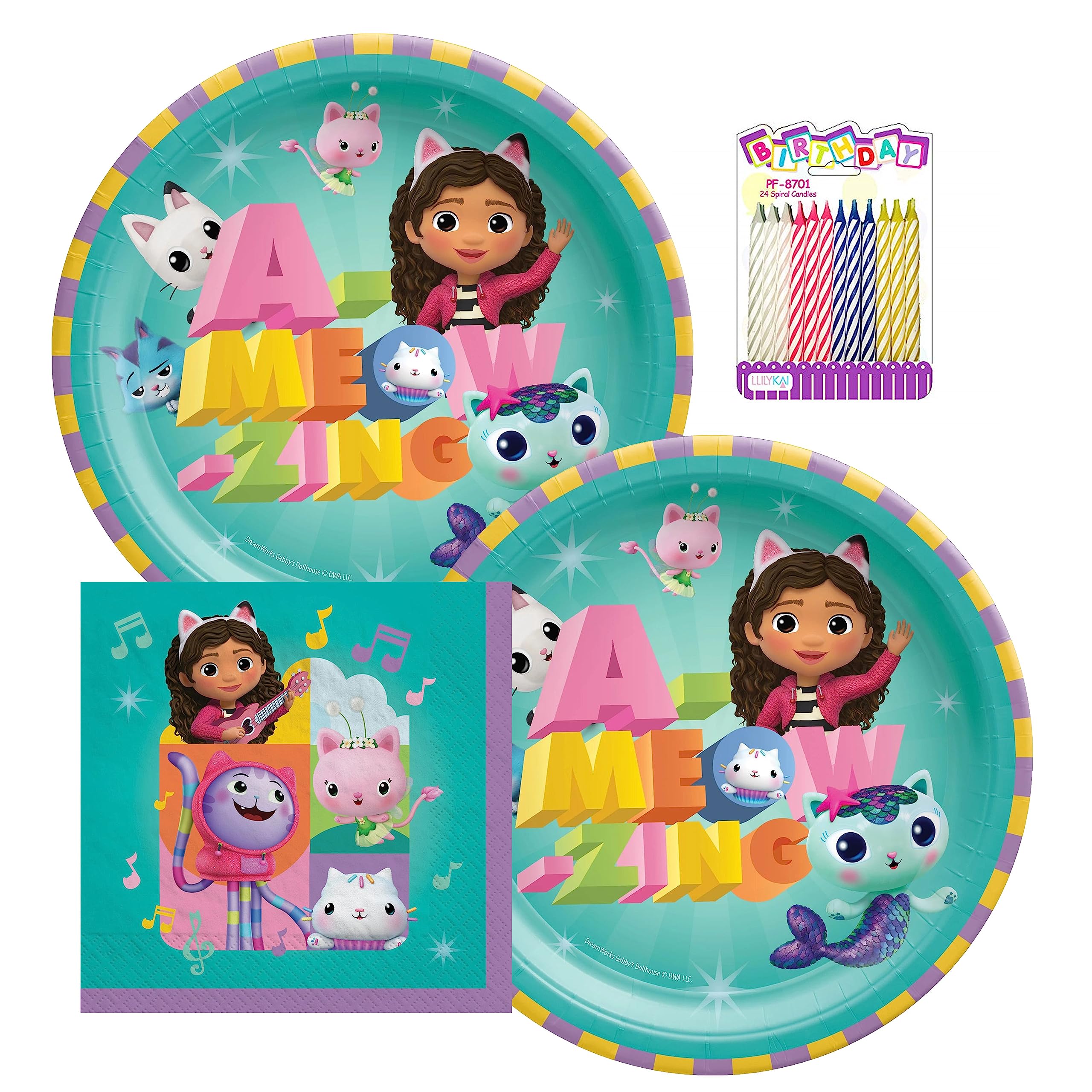 Artículos De Fiesta Amscan Gabby's Doll House Para 16 Personas Con Vela - Venta Internacional.