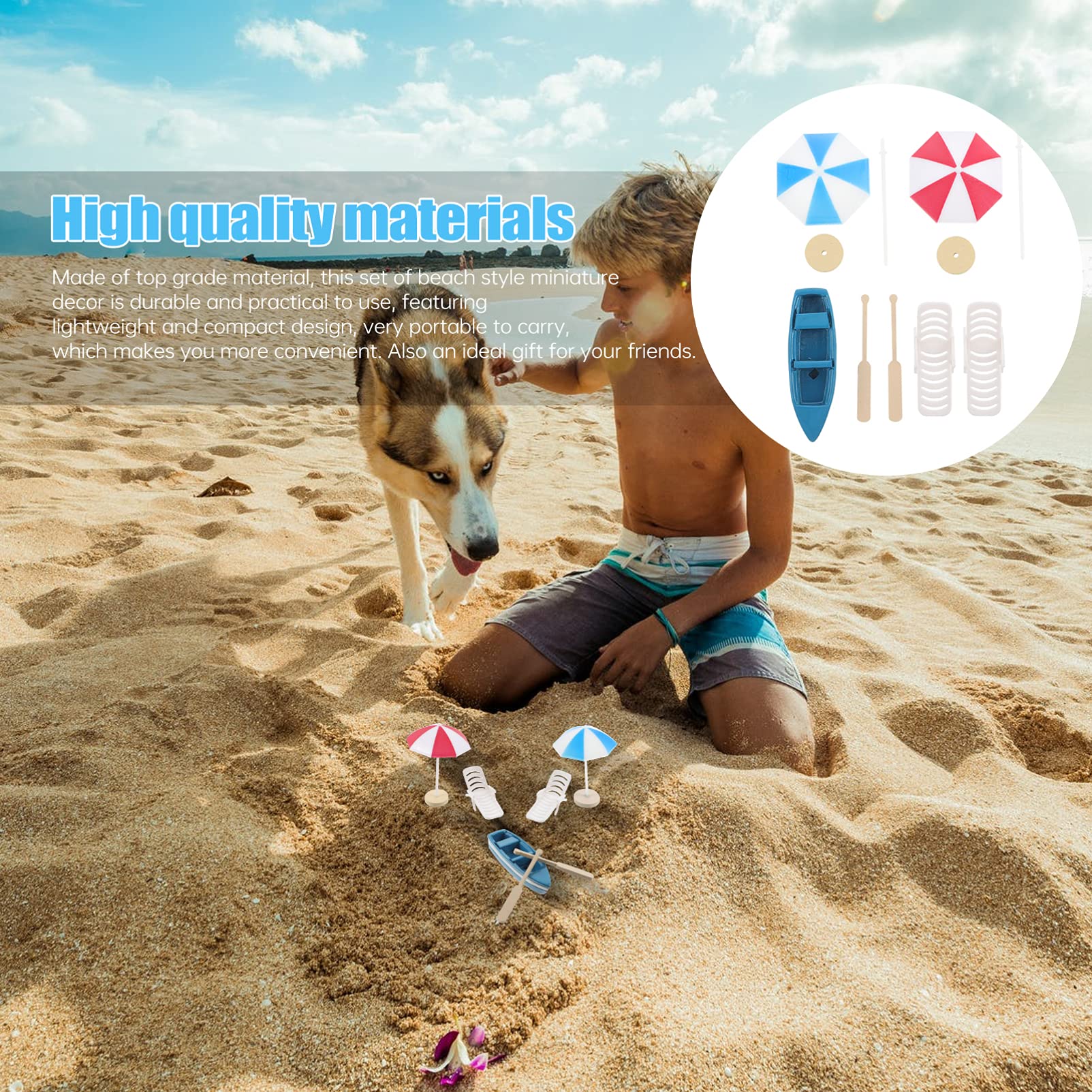 Foto 5 pulgar | Set De Adornos En Miniatura Para Silla De Playa, Sombrilla Y Barco - Venta Internacional.