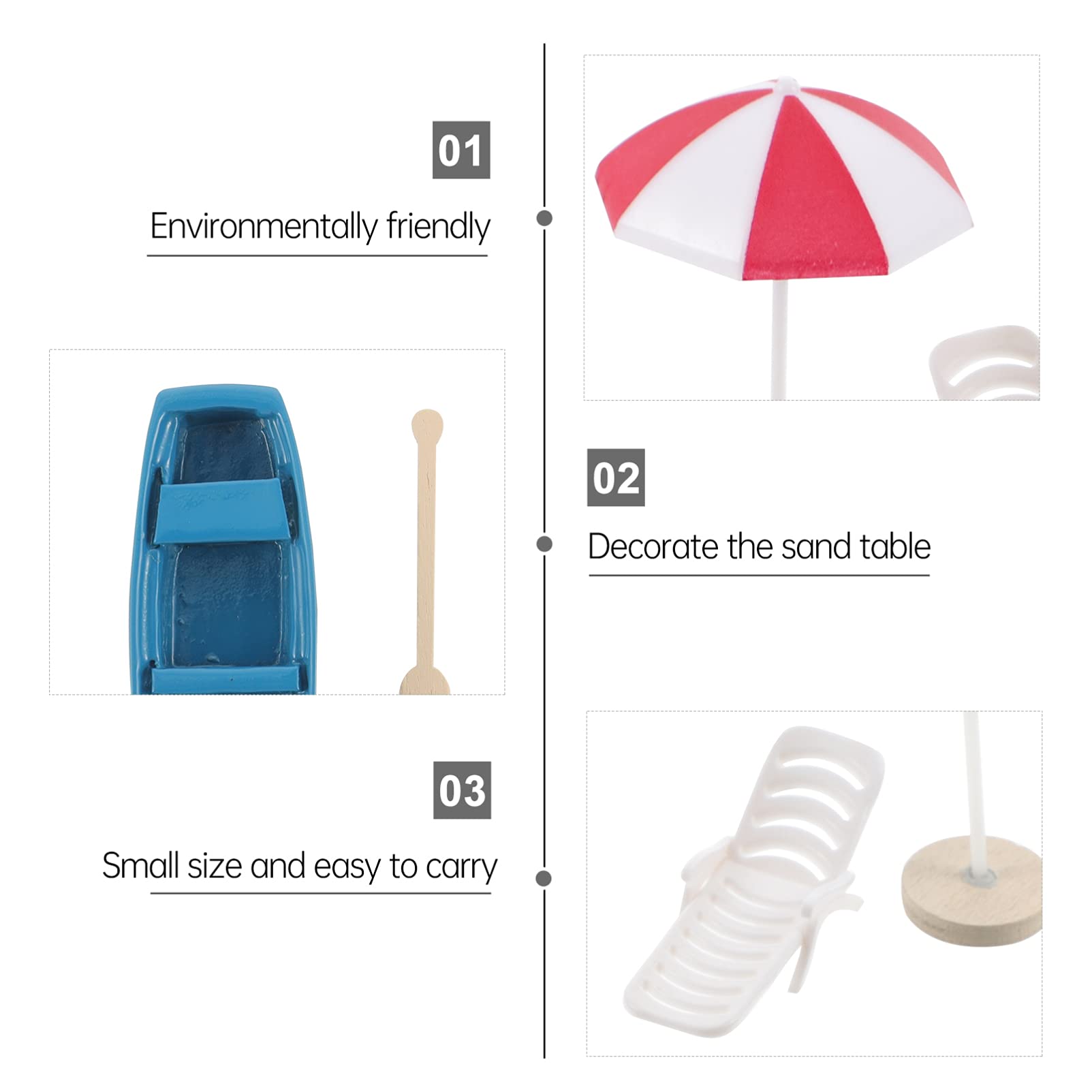 Foto 6 pulgar | Set De Adornos En Miniatura Para Silla De Playa, Sombrilla Y Barco - Venta Internacional.