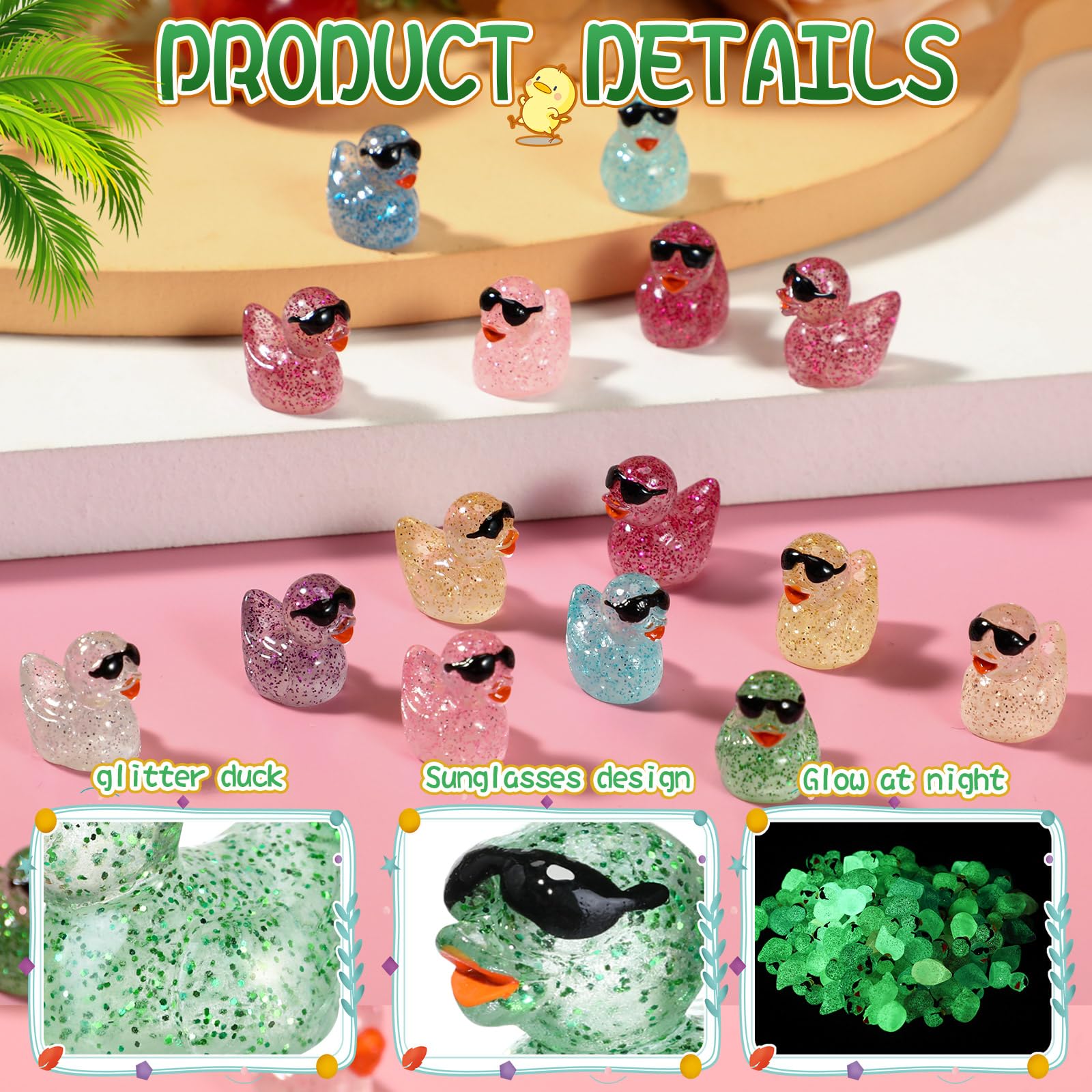 Foto 4 pulgar | Minipatos De Resina Felices Que Brillan En La Oscuridad Con Gafas De Sol (1) - Venta Internacional.
