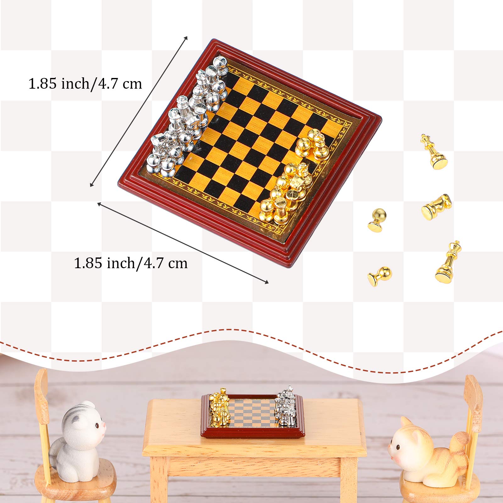 Foto 2 | Set De Ajedrez En Miniatura Skylety 1:12 Dollhouse Con Tablero De Ajedrez - Venta Internacional.