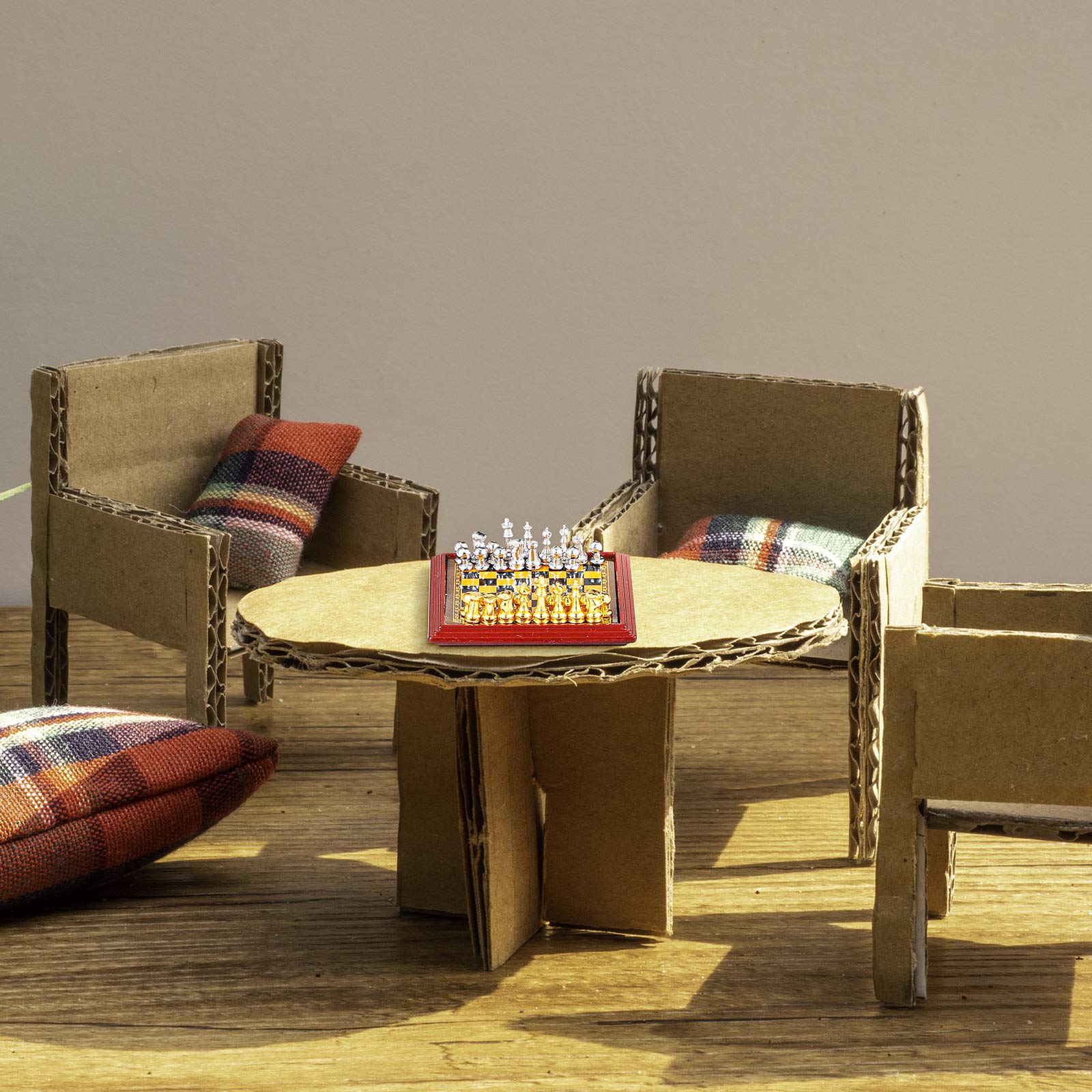 Foto 6 pulgar | Set De Ajedrez En Miniatura Skylety 1:12 Dollhouse Con Tablero De Ajedrez - Venta Internacional.