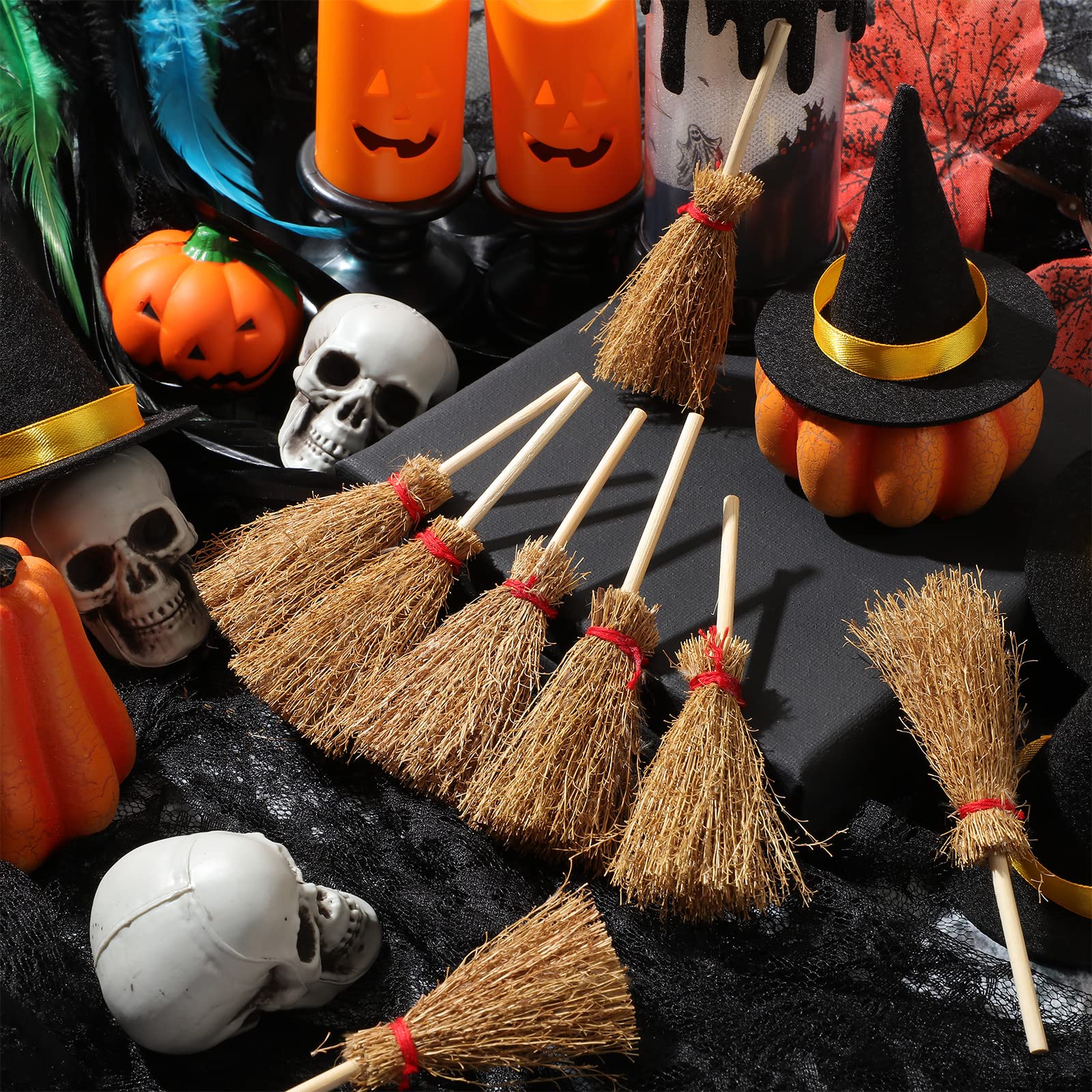 Foto 7 | Escobas De Paja En Miniatura Para Decoración De Halloween, 50 Unidades - Venta Internacional.