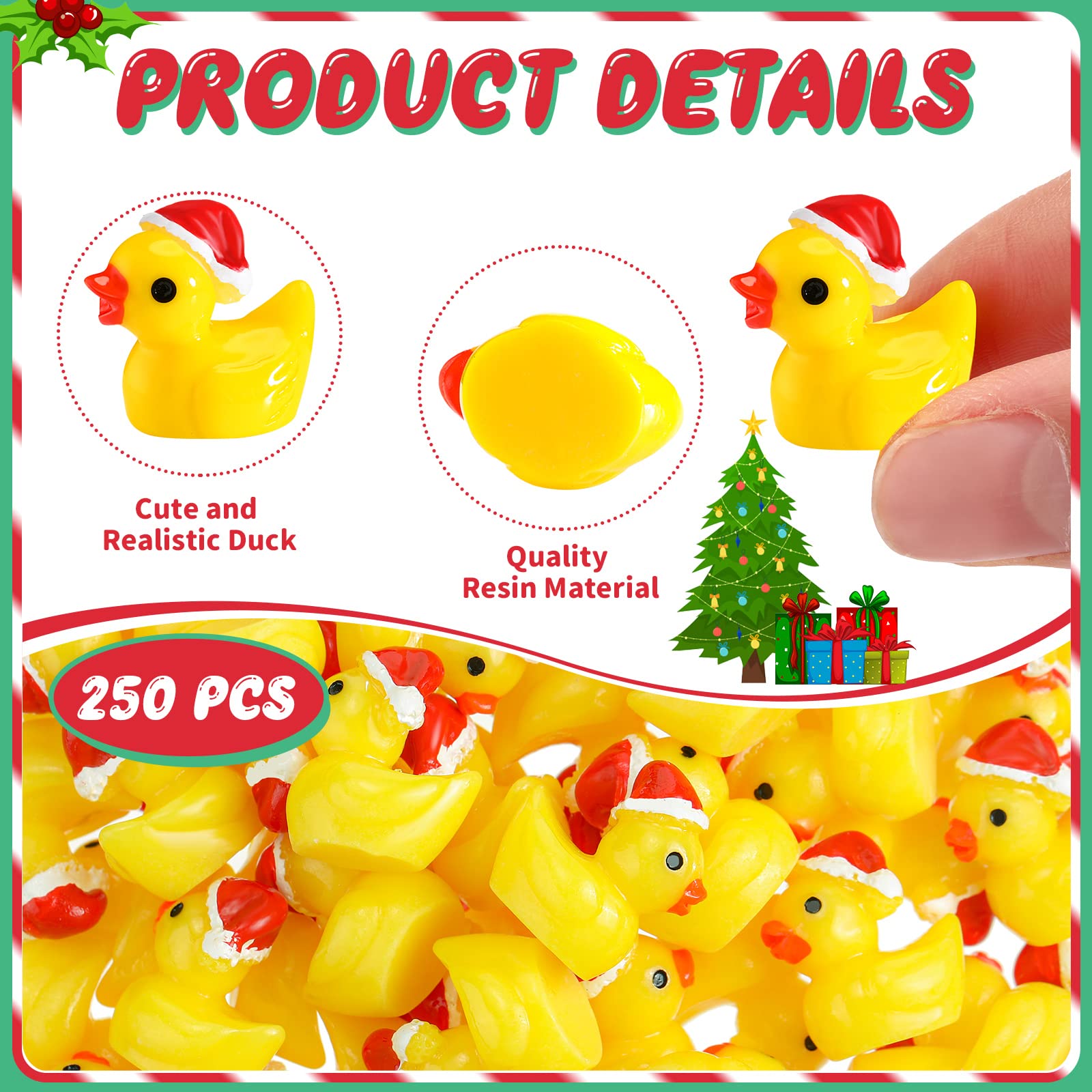 Foto 2 | Mini Patos Navideños De Resina Hydren, 250 Unidades, Para Decoración - Venta Internacional.