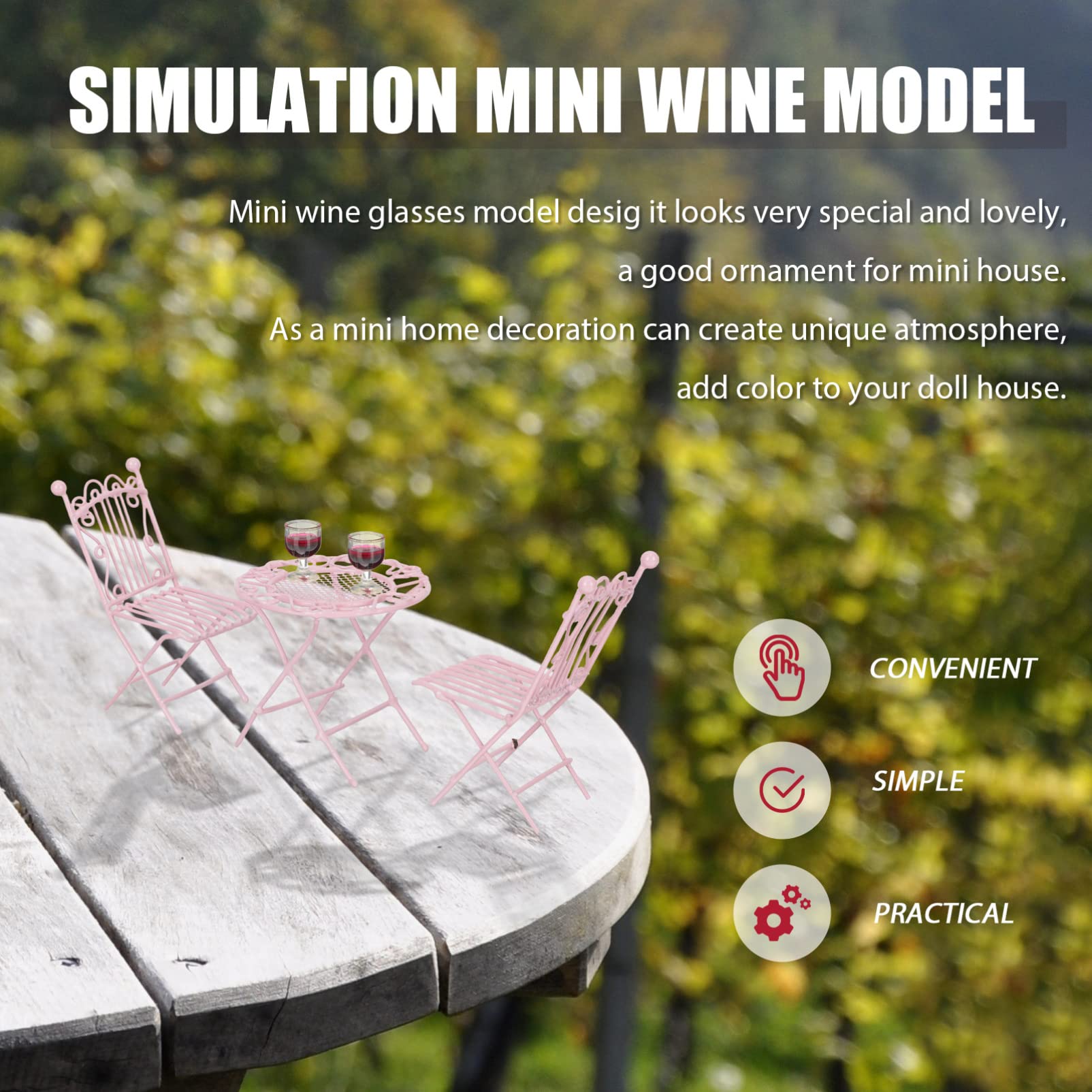 Foto 5 | Minicopas De Vino Dollhouse Cocktail 1:12 Para Decoración - Venta Internacional.