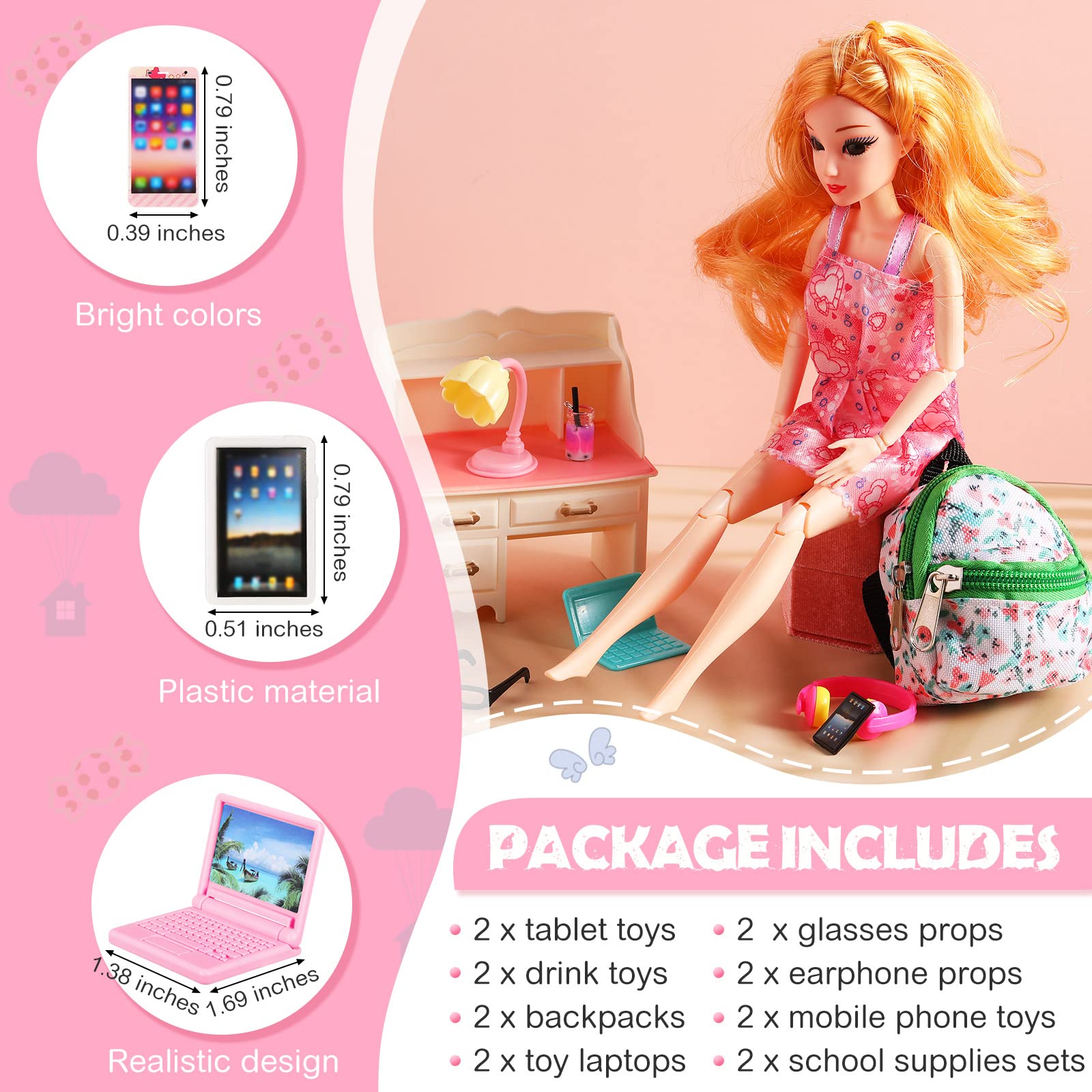 Foto 4 | Minitablet Portátil Dollhouse Accessories Charniol, 29 Unidades - Venta Internacional.