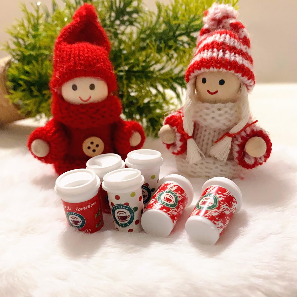 Foto 7 pulgar | Kit De Casa De Muñecas En Miniatura Con 2 Muñecas, 6 Miniaturas De Comida Y Bebida - Venta Internacional.