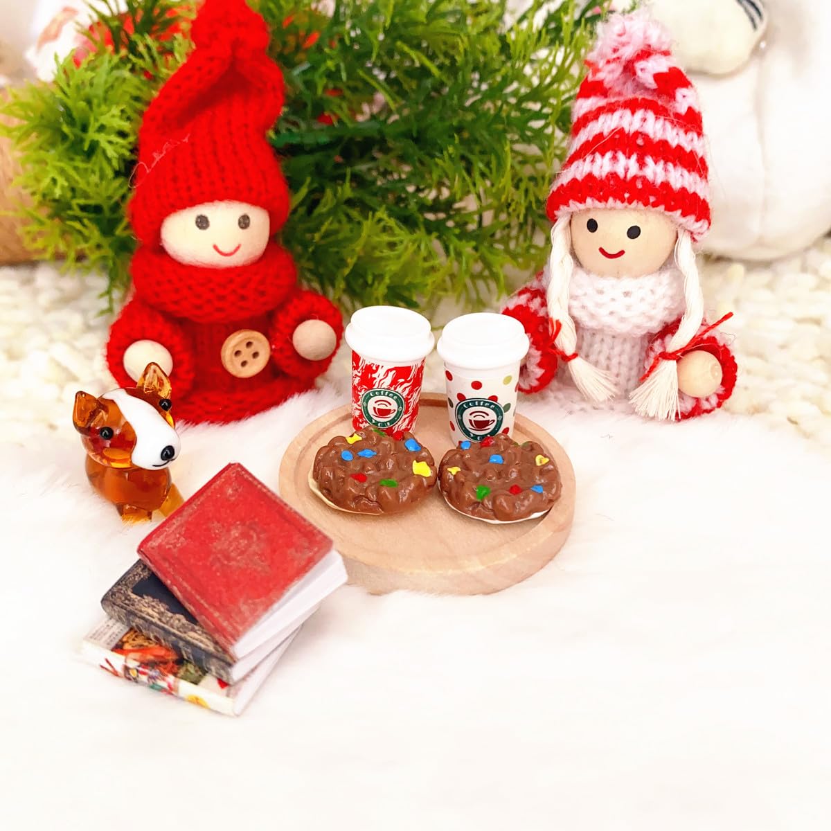 Foto 8 pulgar | Kit De Casa De Muñecas En Miniatura Con 2 Muñecas, 6 Miniaturas De Comida Y Bebida - Venta Internacional.