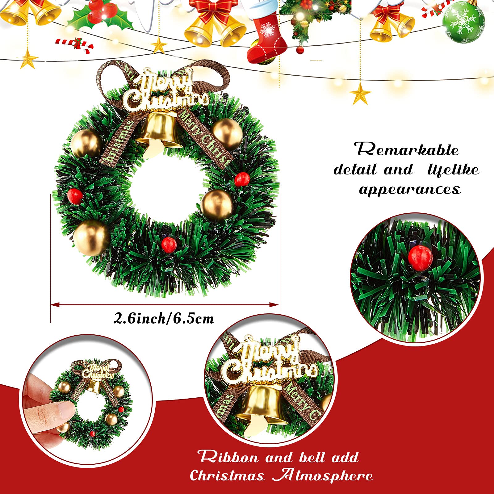 Foto 3 pulgar | Coronas Navideñas En Miniatura Para Casas De Muñecas, 1:12 (30 Unidades) - Venta Internacional.