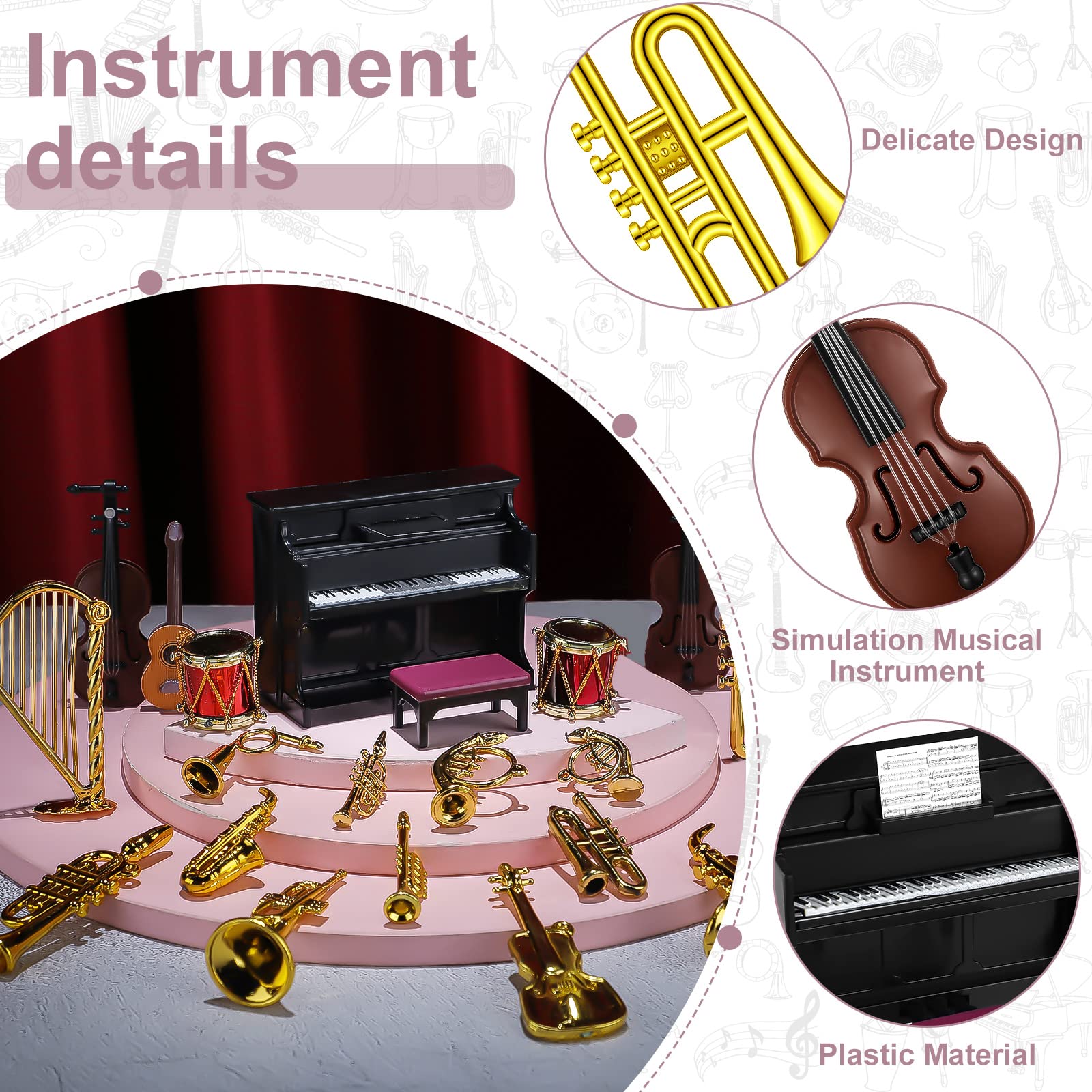 Foto 5 pulgar | Set De Instrumentos Musicales En Miniatura Civaner Con 24 Piezas - Venta Internacional.