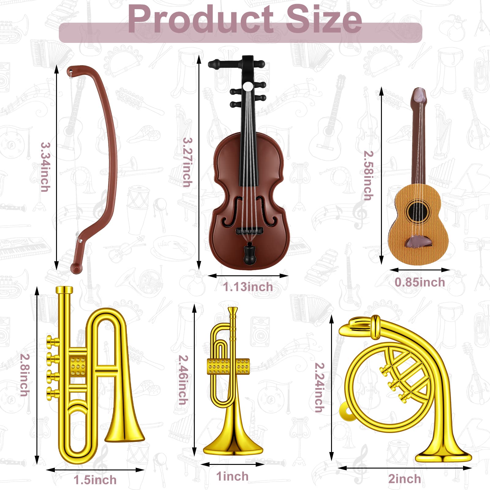 Foto 7 pulgar | Set De Instrumentos Musicales En Miniatura Civaner Con 24 Piezas - Venta Internacional.