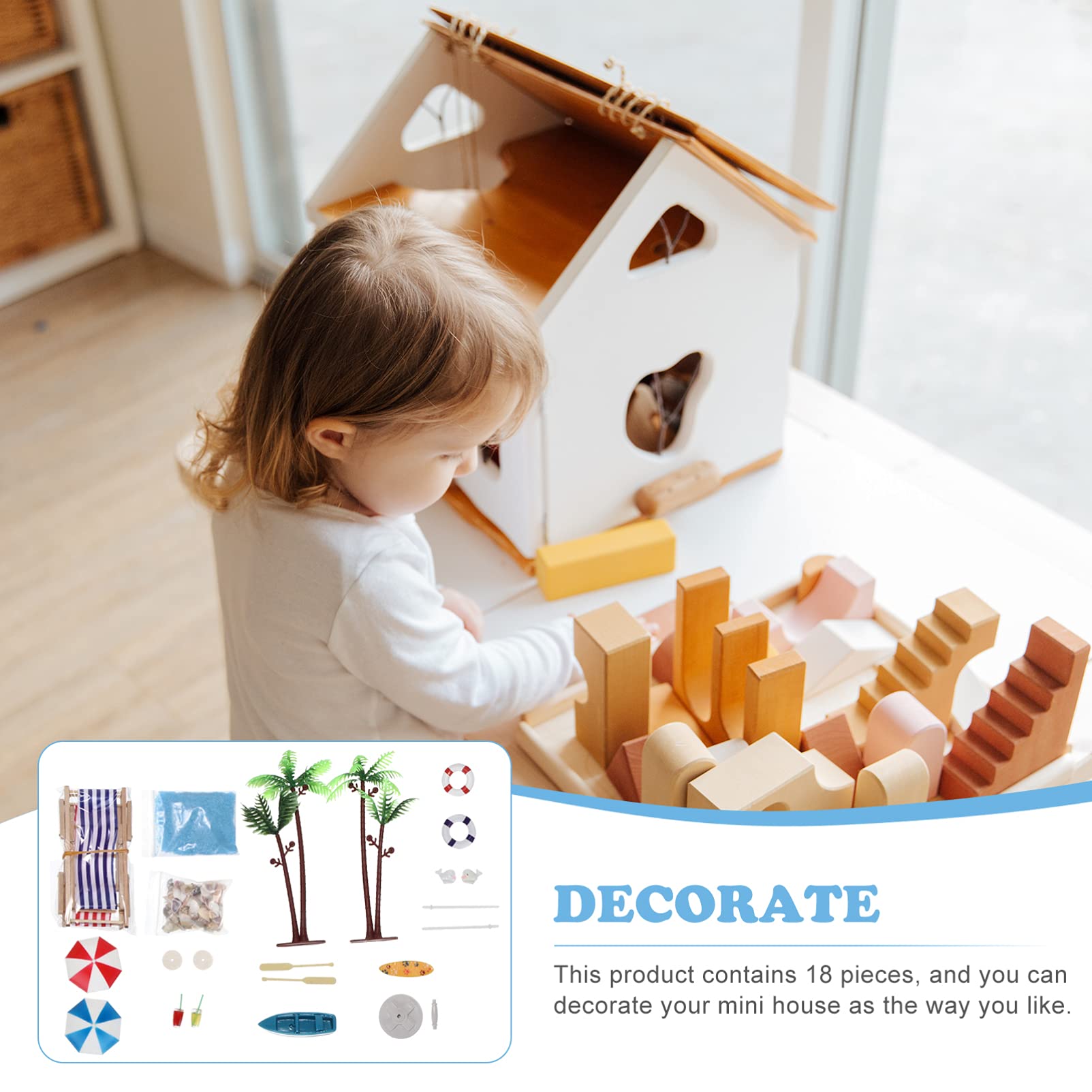 Foto 6 | Kit De Adornos En Miniatura Con Temática De Playa, 18 Piezas, Para Decoración Del Hogar - Venta Internacional.