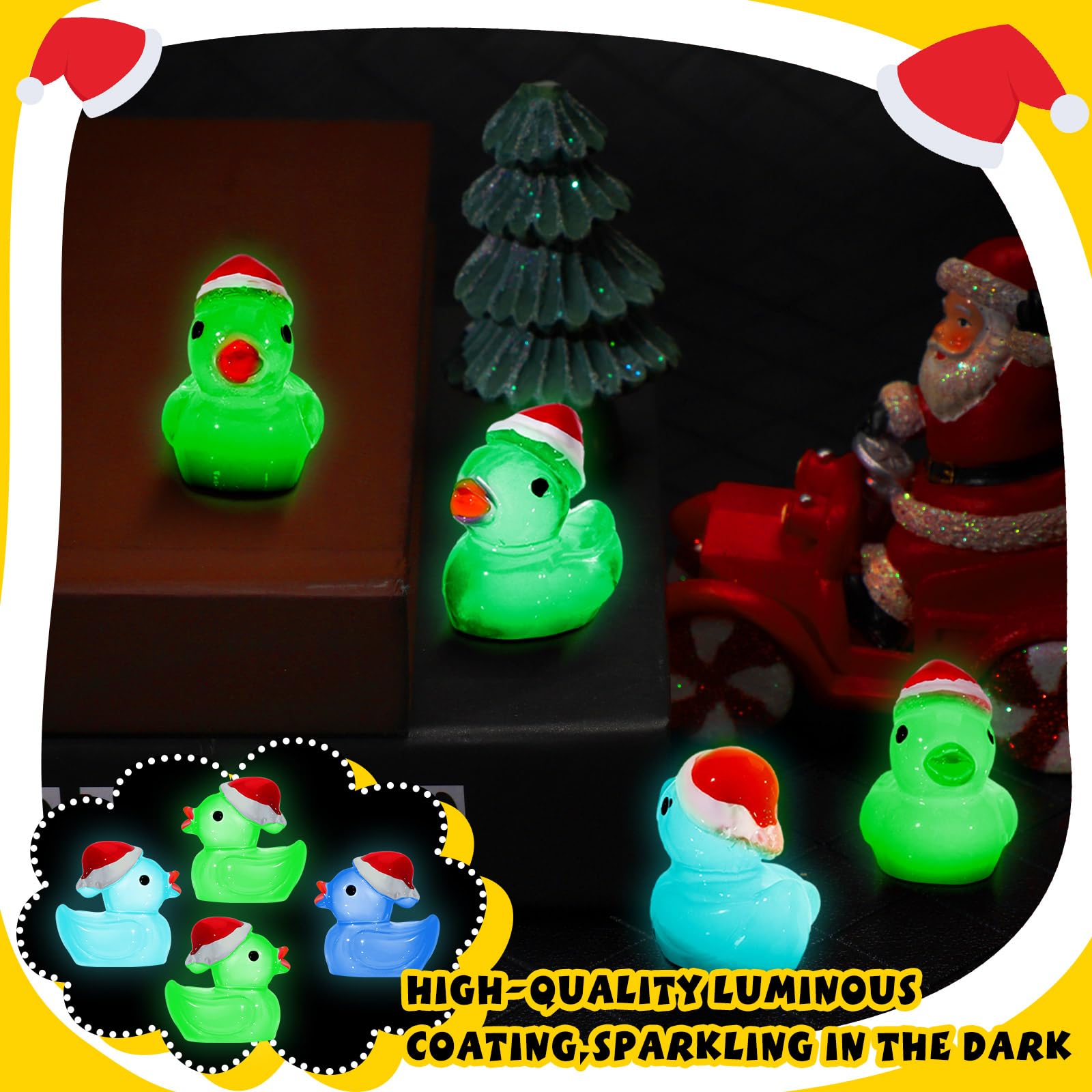 Foto 4 pulgar | Mini Patos De Resina Luminosos Con Gorro De Navidad, 50 Unidades, Para Navidad - Venta Internacional.