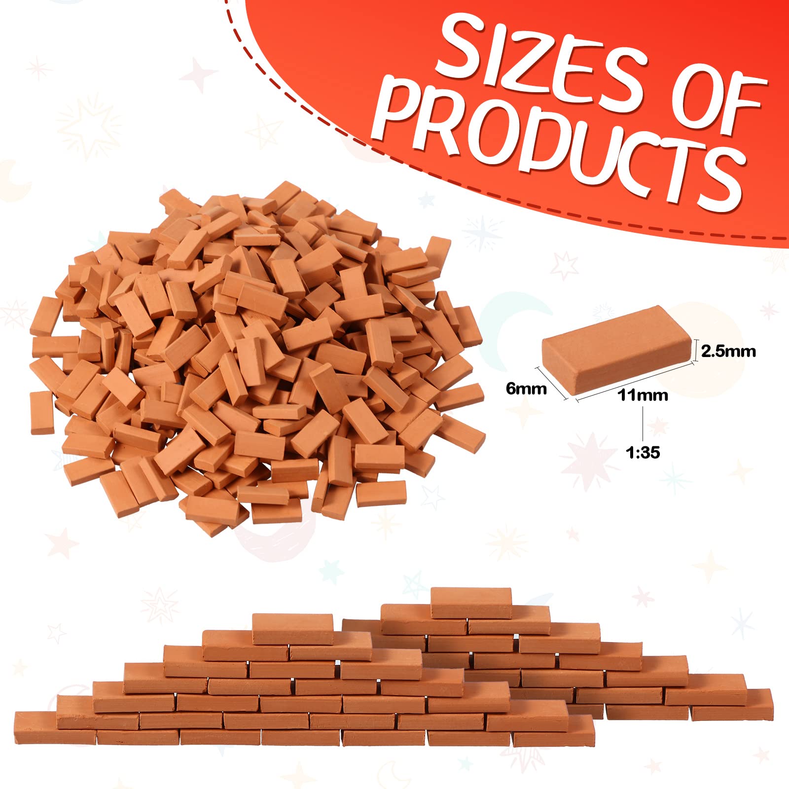 Foto 3 pulgar | Mini Bricks Civaner, 350 Unidades, Ladrillos Rojos En Miniatura Para Manualidades - Venta Internacional.