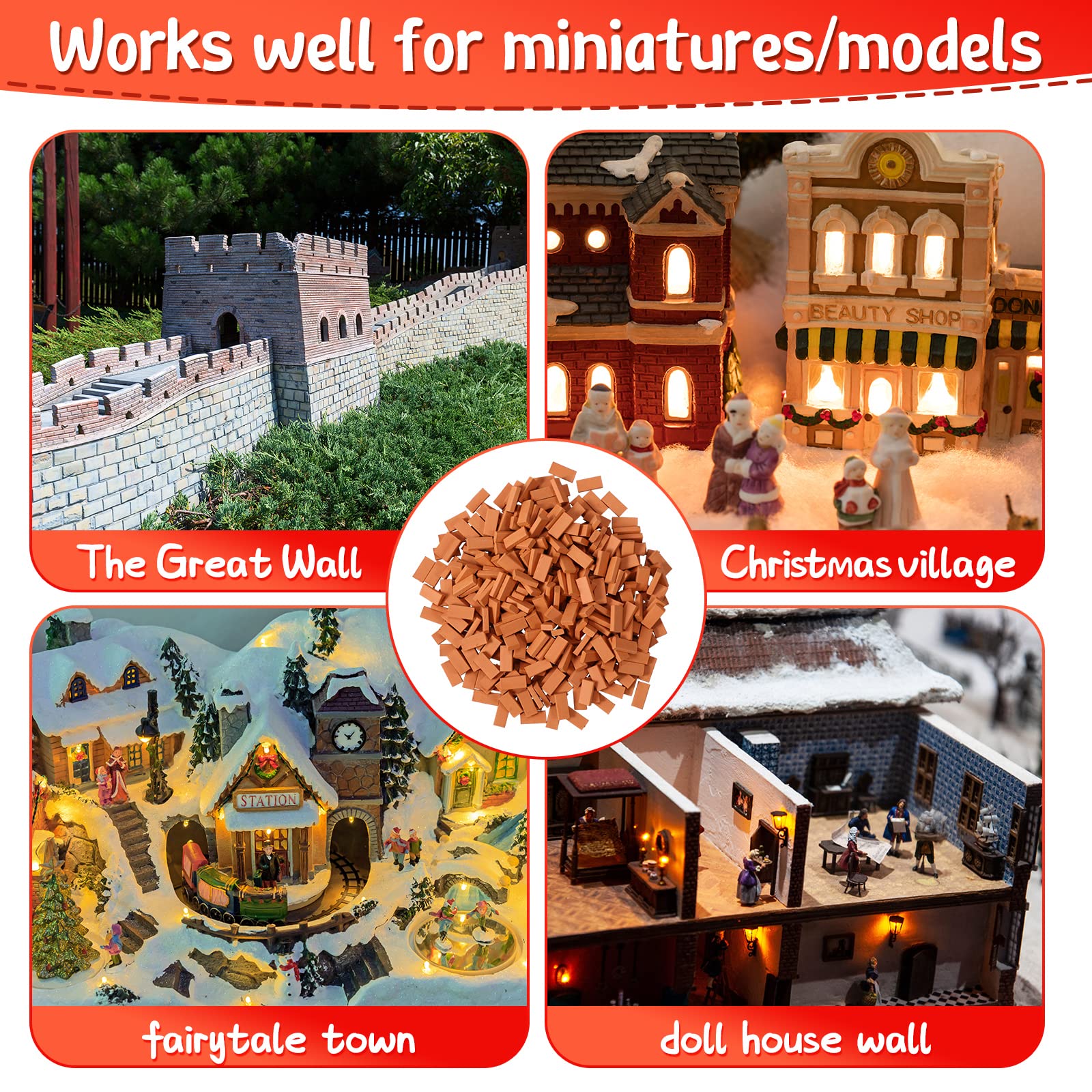 Foto 3 | Mini Bricks Civaner, 350 Unidades, Ladrillos Rojos En Miniatura Para Manualidades - Venta Internacional.
