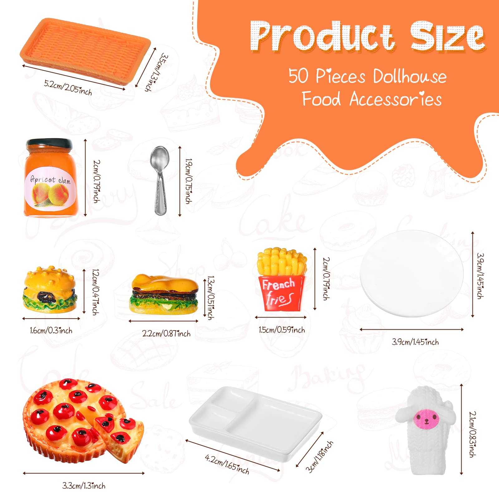 Foto 8 pulgar | Juego De Accesorios De Comida Rápida En Miniatura Dollhouse, 50 Piezas - Venta Internacional.
