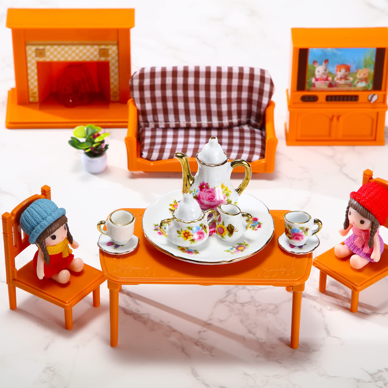 Foto 7 | Juego De Tazas De Té En Miniatura Sieral, 2 Juegos, 1:12 Como Accesorio Para Casa De Muñecas - Venta Internacional.