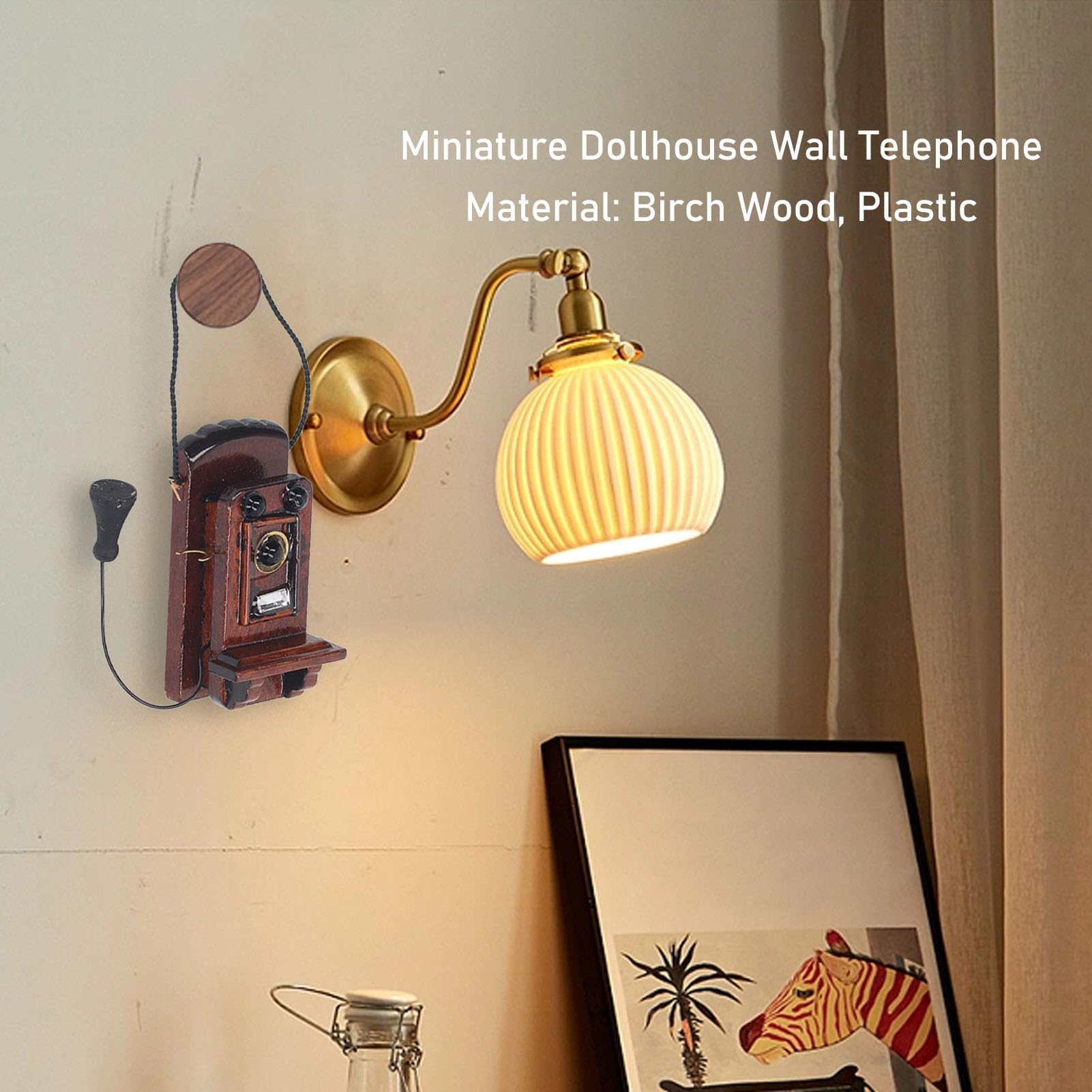 Foto 5 pulgar | Teléfono de Pared en Miniatura Vintage para Casa de Muñecas 1:12 - Venta Internacional