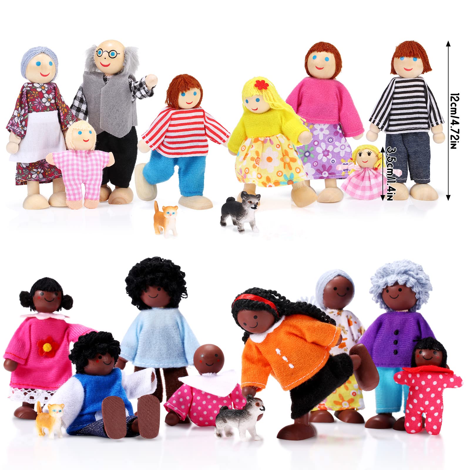 Foto 3 pulgar | Juego Familiar De Dollhouse Skylety Wooden, 20 Piezas Con 16 Figuras - Venta Internacional.