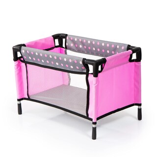 Foto 3 | Juego De Trona Y Cuna Para Muñecas Bayer, Gris Y Rosa Con Puntos Para Muñecas De 18 Años - Venta Internacional.