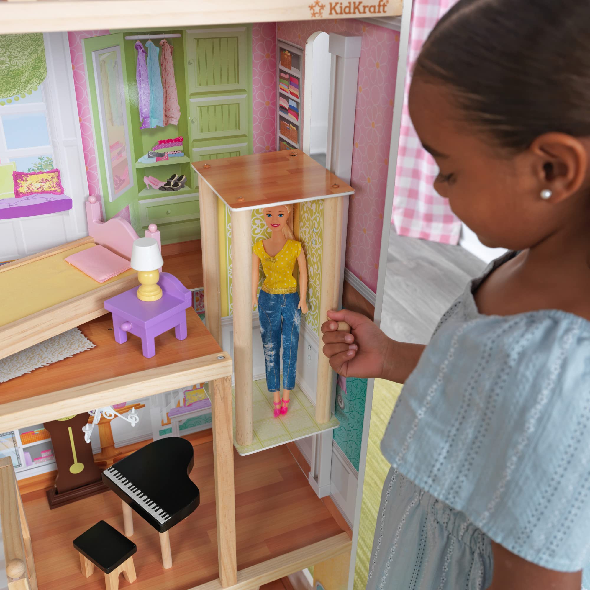 Foto 5 | Dollhouse Kidkraft Grand View Mansion Con Ascensor Desde Hace Más De 3 Años - Venta Internacional.