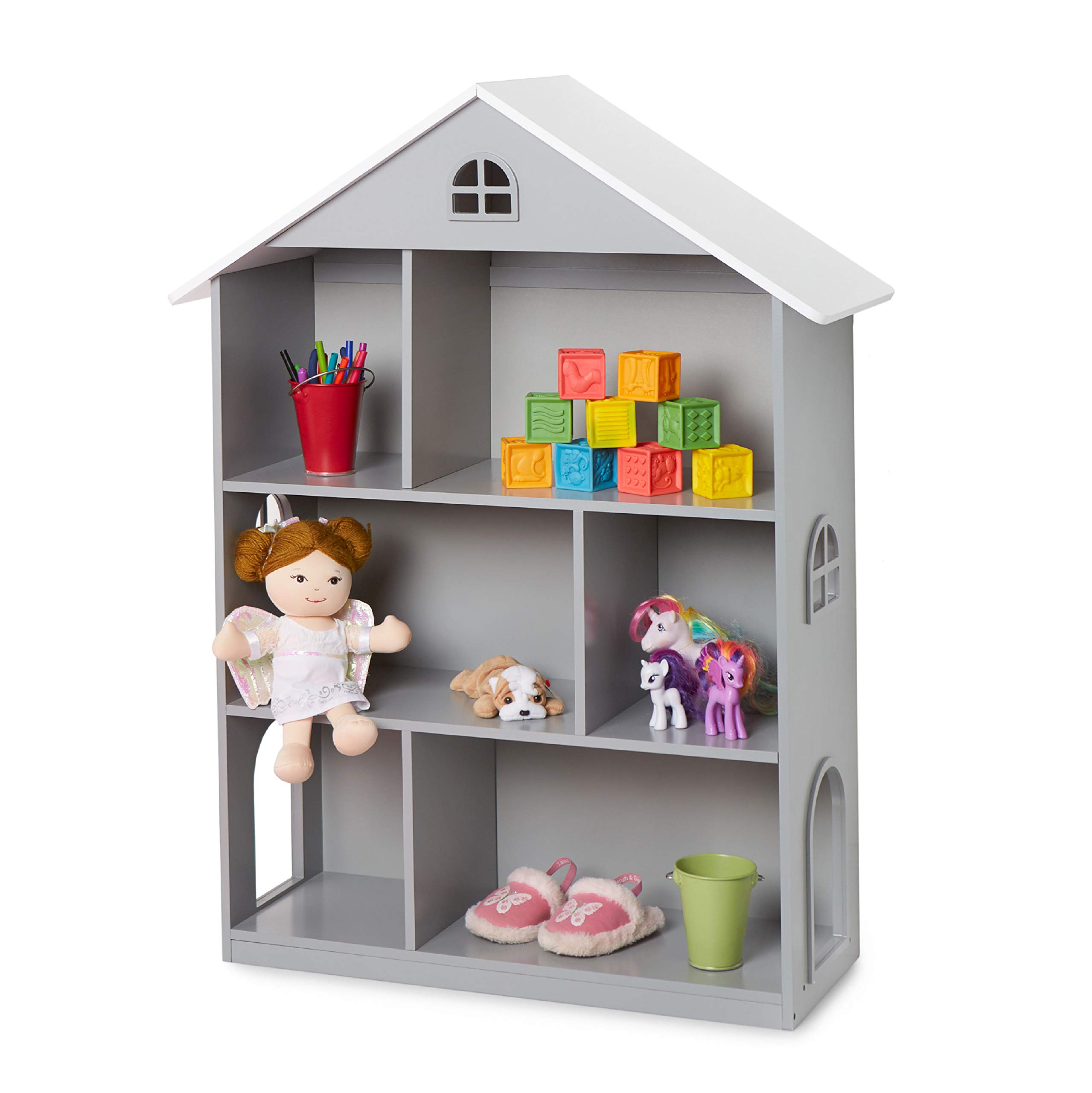 Librería Con Forma De Casa De Muñecas Wildkin Kids, Gris, Sin Bpa, 107 X 30 X 84 Cm - Venta Internacional.