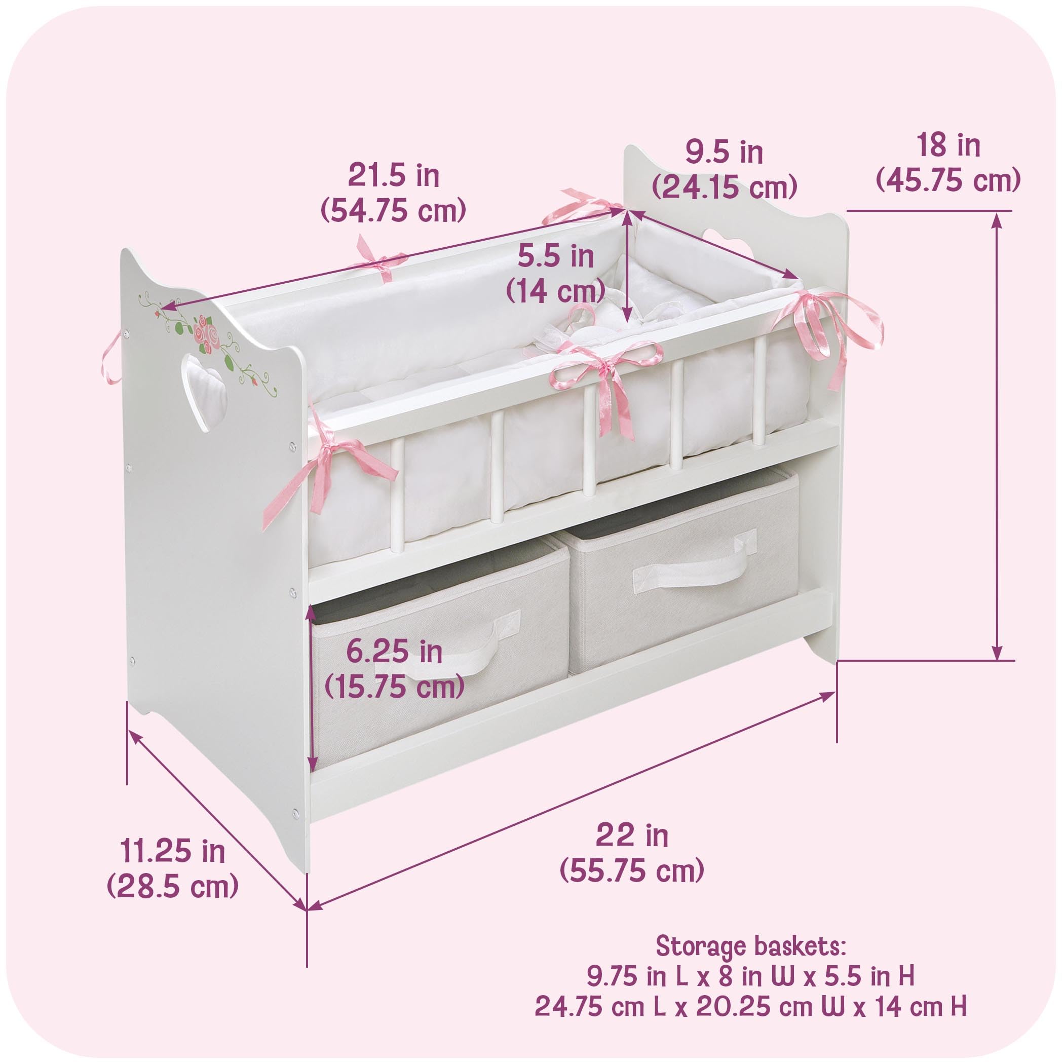 Foto 6 pulgar | Cesta De Tejón Para Muñecas, Blanca, Con Ropa De Cama, Muñecas De 20 Pulgadas - Venta Internacional.