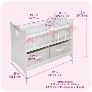 Foto 5 | Cesta De Tejón Para Muñecas, Blanca, Con Ropa De Cama, Muñecas De 20 Pulgadas - Venta Internacional.