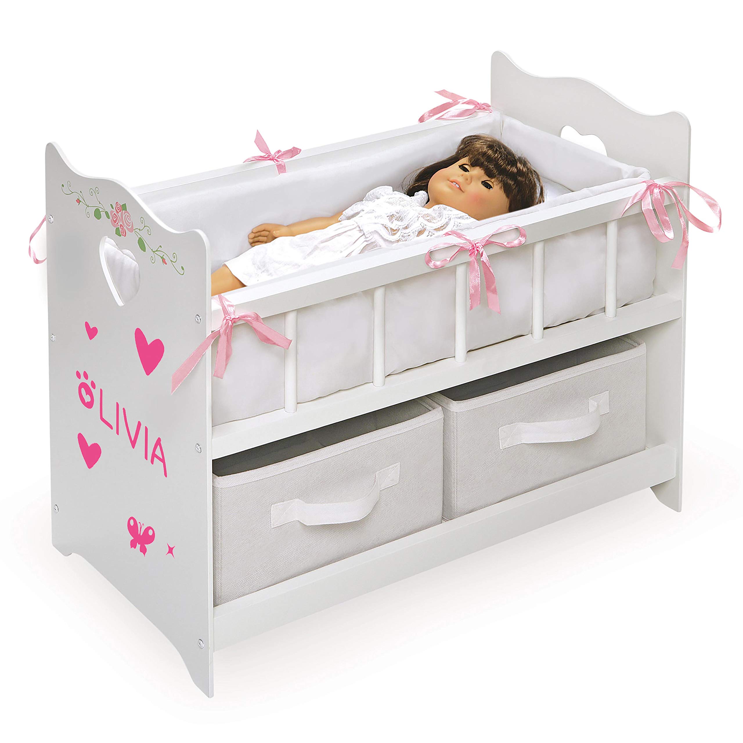 Foto 7 pulgar | Cesta De Tejón Para Muñecas, Blanca, Con Ropa De Cama, Muñecas De 20 Pulgadas - Venta Internacional.