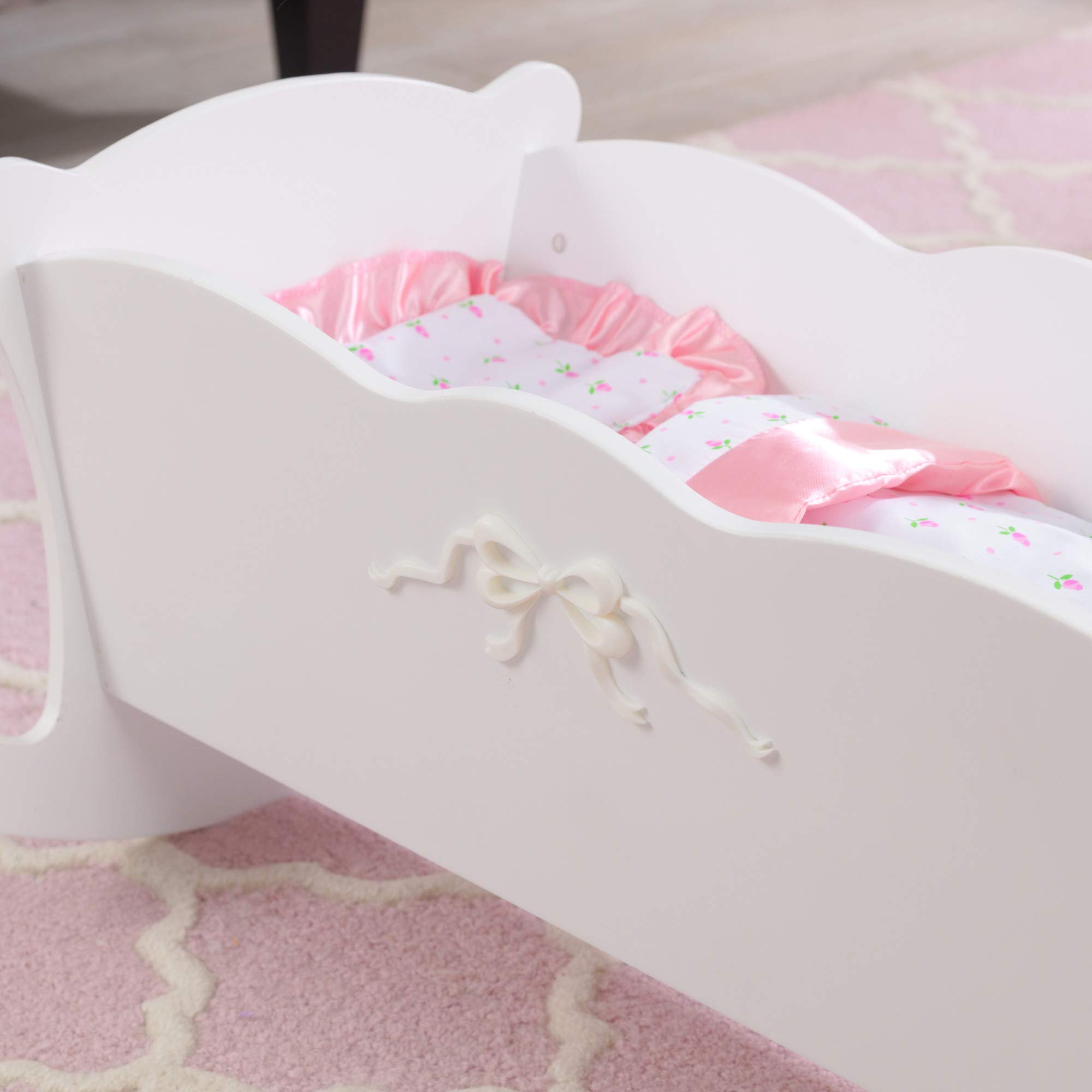Foto 5 pulgar | Cuna Mecedora Para Muñecas Kidkraft, Lazo Tiffany Con Borde Festoneado, Color Blanco - Venta Internacional.