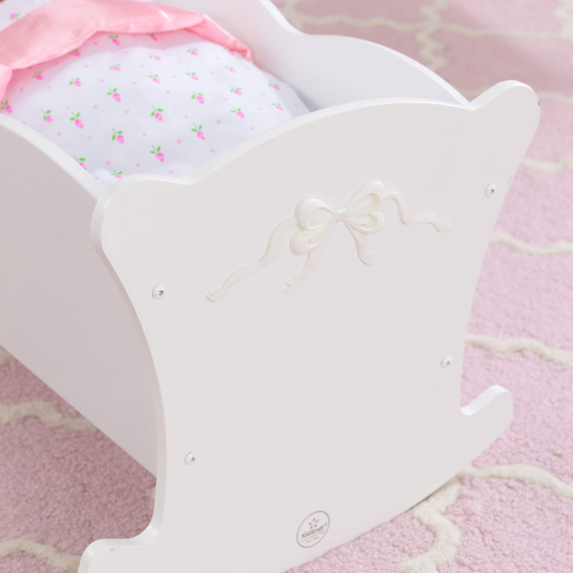 Foto 6 pulgar | Cuna Mecedora Para Muñecas Kidkraft, Lazo Tiffany Con Borde Festoneado, Color Blanco - Venta Internacional.