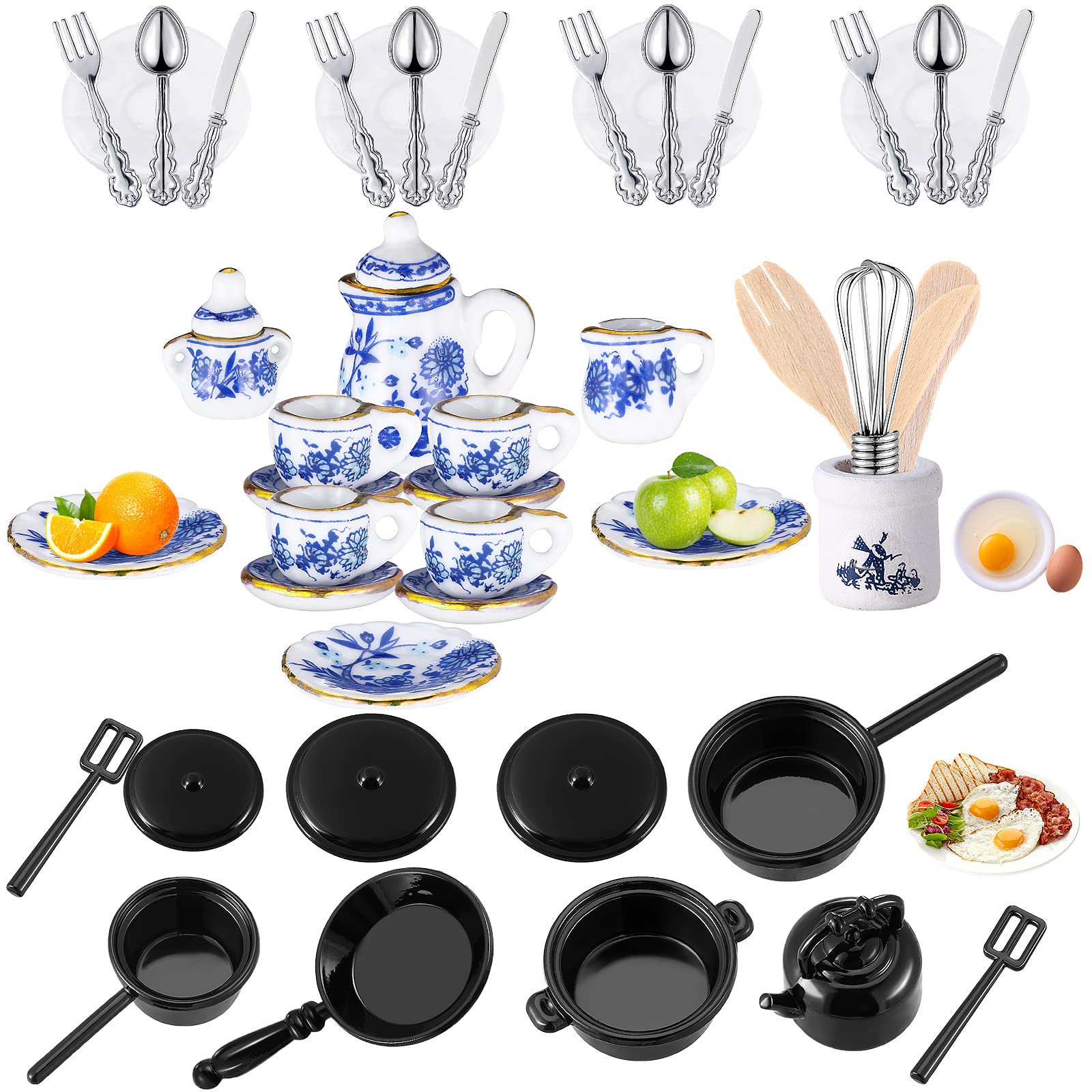 Juego De Accesorios De Cocina Zhanmai Para Casas De Muñecas Miniatures, 47 Piezas - Venta Internacional.