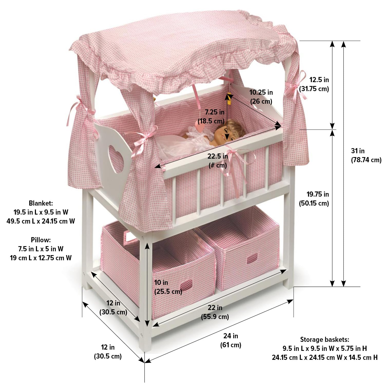 Foto 6 | Cesta Tipo Tejón Para Cama De Muñecas Con Espacio De Almacenamiento De 45 A 55 Cm Con Acceso. - Venta Internacional.