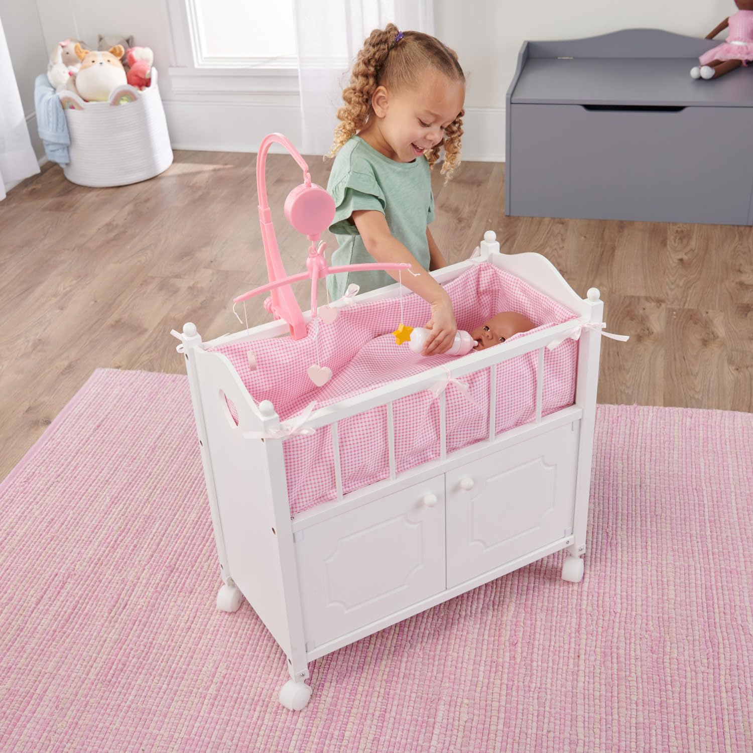Foto 3 pulgar | Cama De Juguete Para Muñecas, Cesto De Madera Para Cuna, Con Ropa De Cama, 22 - Venta Internacional.