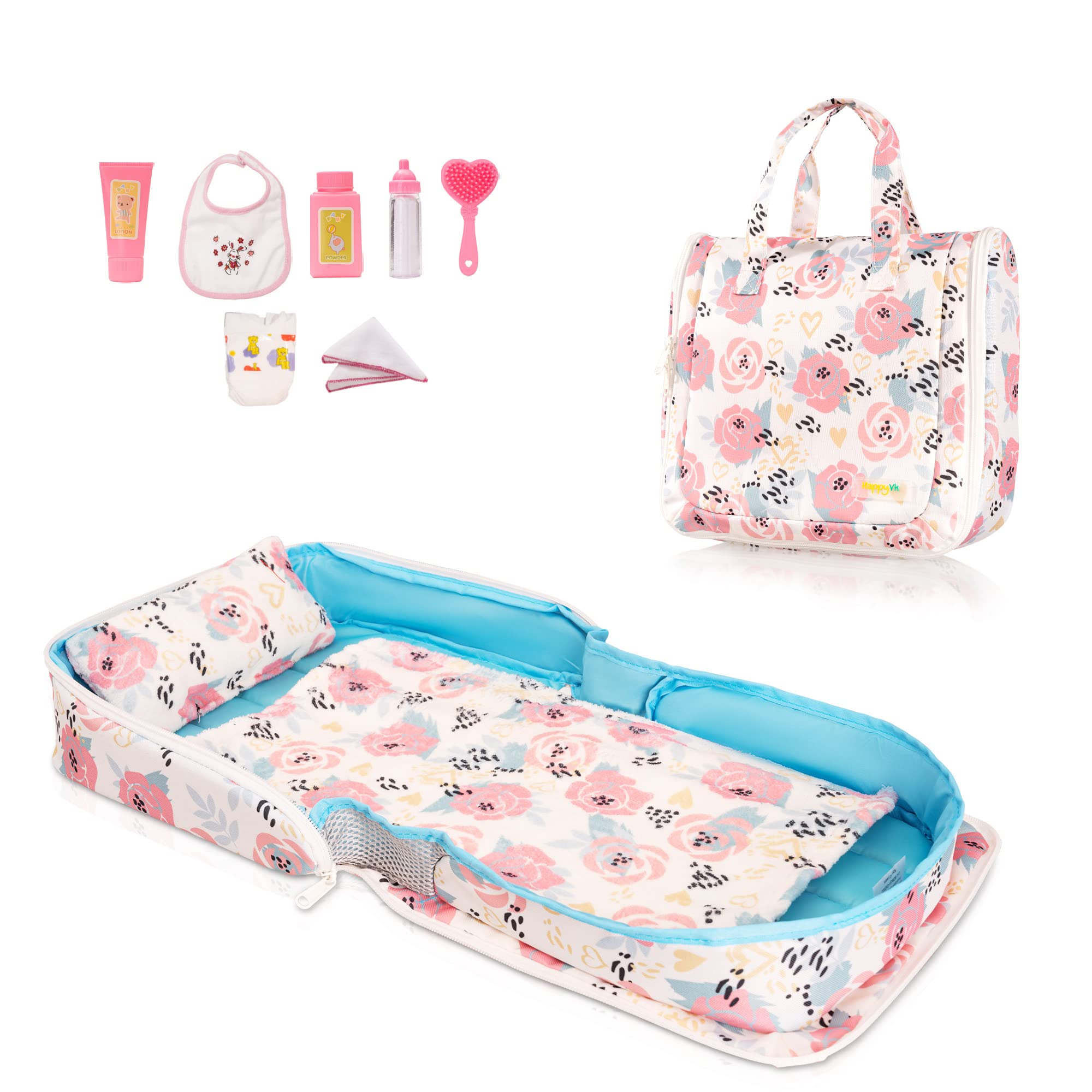 Foto 1 | Baby Doll Bed Happyvk, Capazo Portátil Para Muñecas, Rosas Rosas - Venta Internacional.