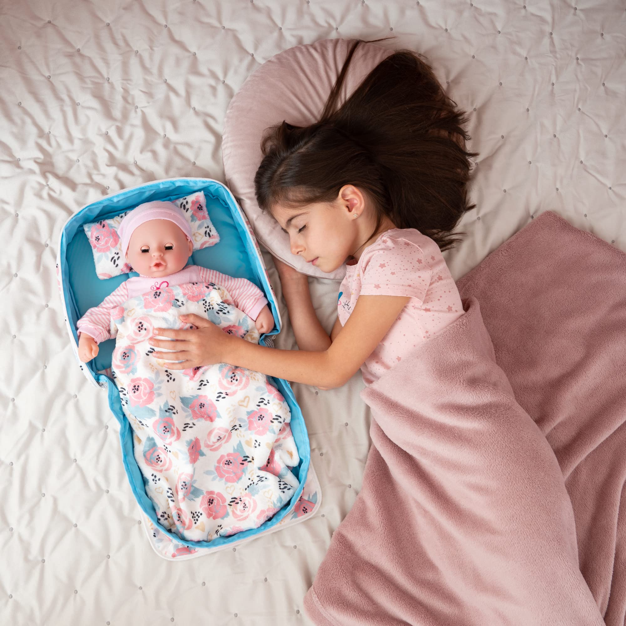Foto 4 | Baby Doll Bed Happyvk, Capazo Portátil Para Muñecas, Rosas Rosas - Venta Internacional.
