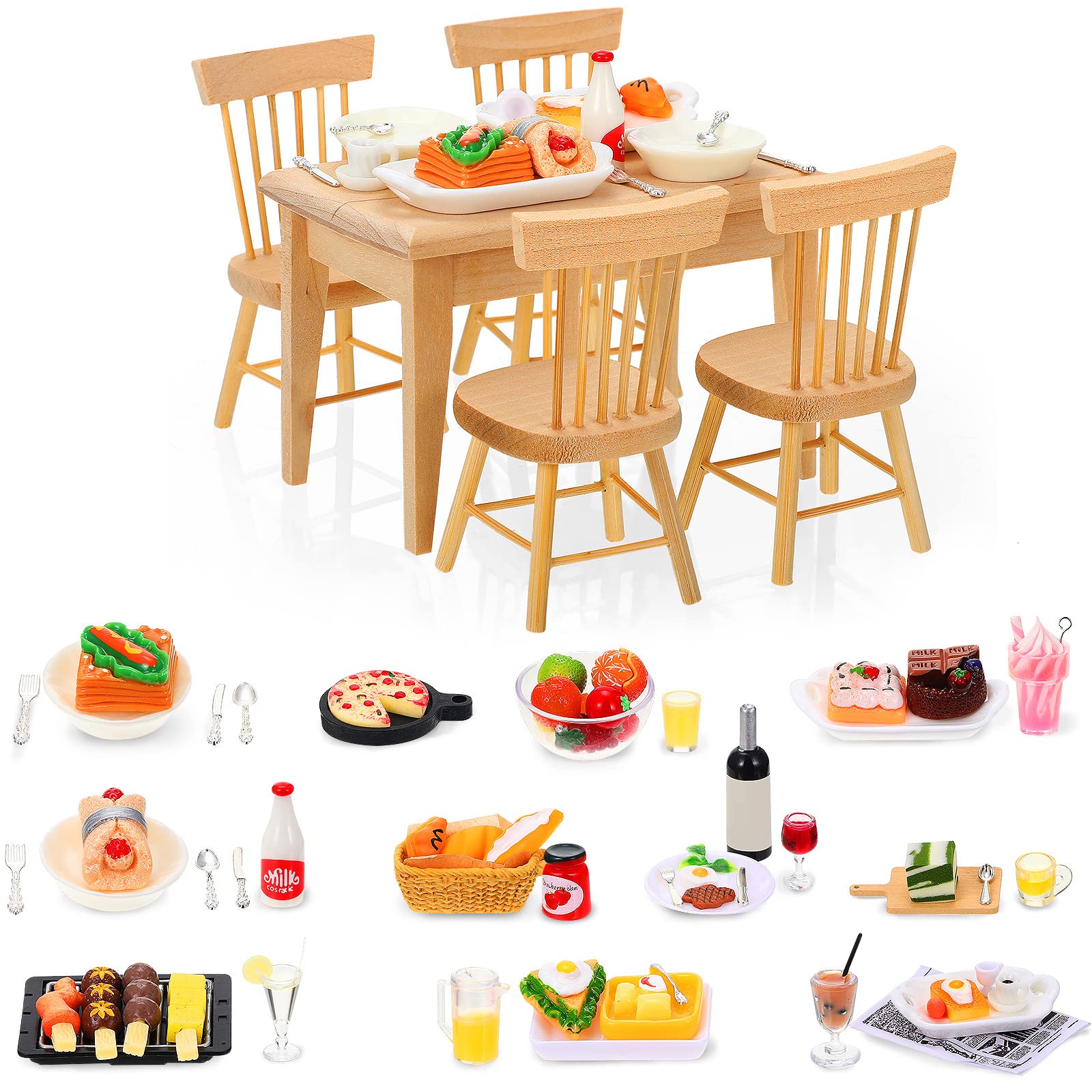 Foto 2 pulgar | Comida En Miniatura Para Casa De Muñecas Con Muebles De Madera, Escala 1:12, 74 Unidades - Venta Internacional.