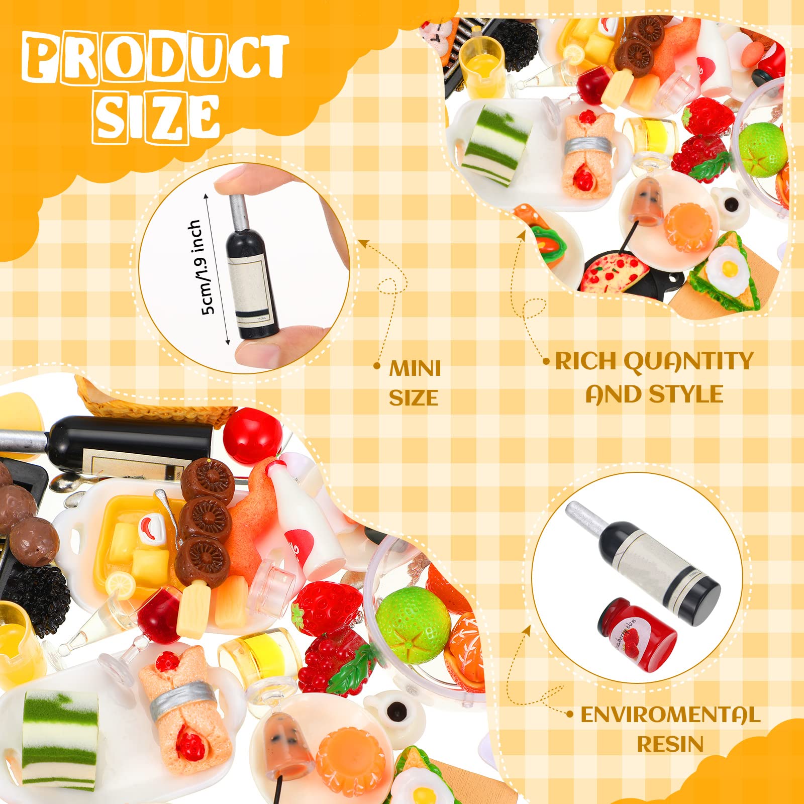 Foto 5 pulgar | Comida En Miniatura Para Casa De Muñecas Con Muebles De Madera, Escala 1:12, 74 Unidades - Venta Internacional.