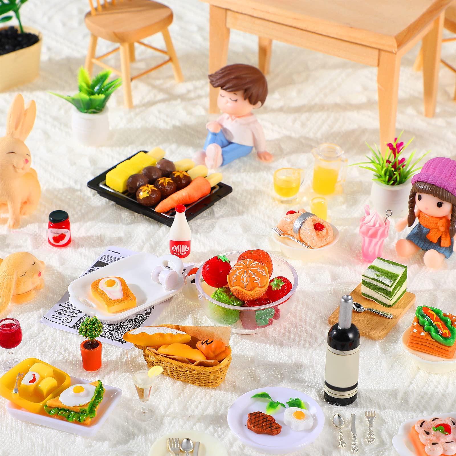 Foto 8 pulgar | Comida En Miniatura Para Casa De Muñecas Con Muebles De Madera, Escala 1:12, 74 Unidades - Venta Internacional.