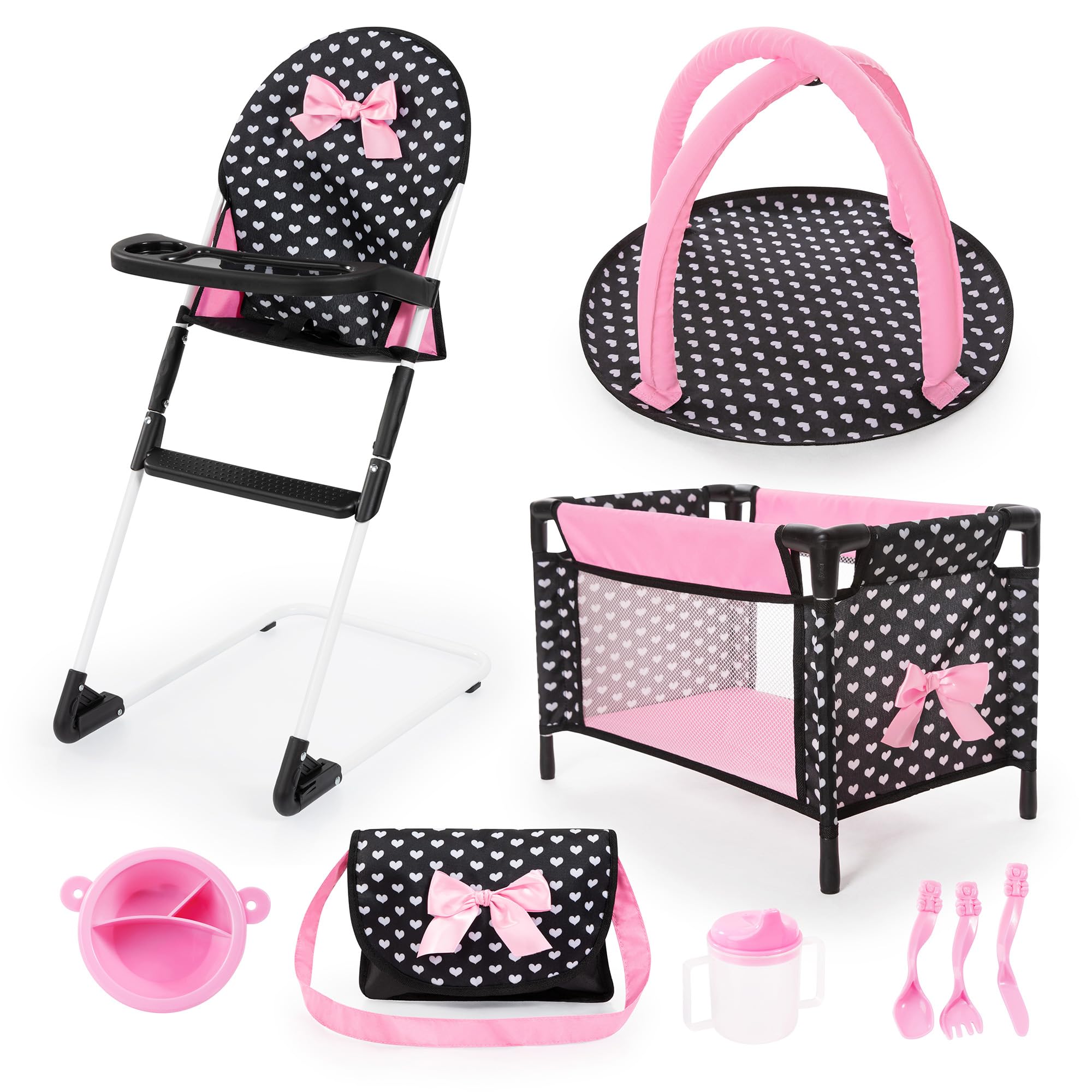 Set De Viaje Bayer Design Dolls Con Cama, Trona Y Parque Infantil - Venta Internacional.